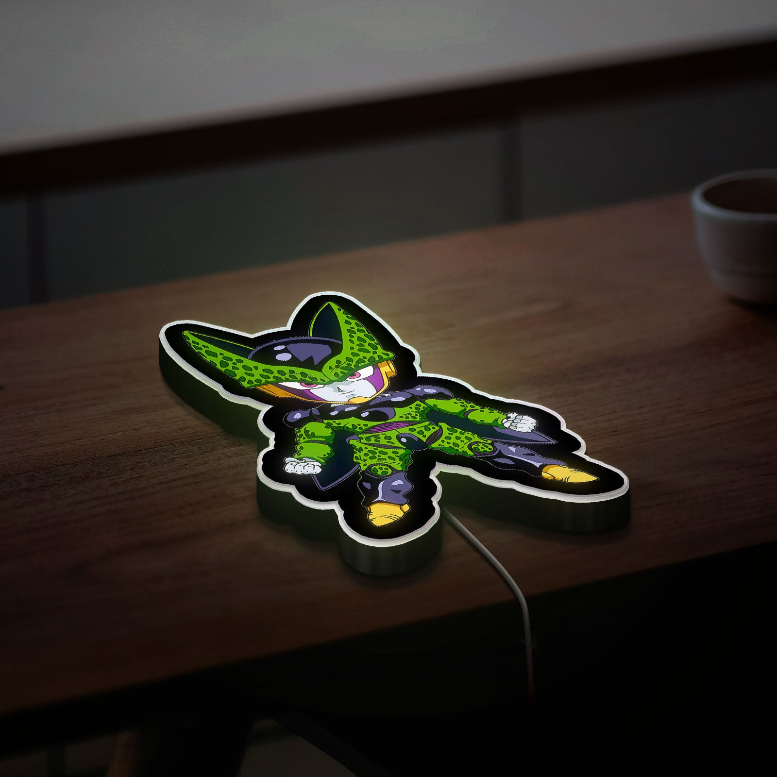Chibi Perfect Cell 3D Light Box - Dragon Ball Z LED Night Light, Anime Character Decor for DBZ Fans, Cute Villain Glow Art
