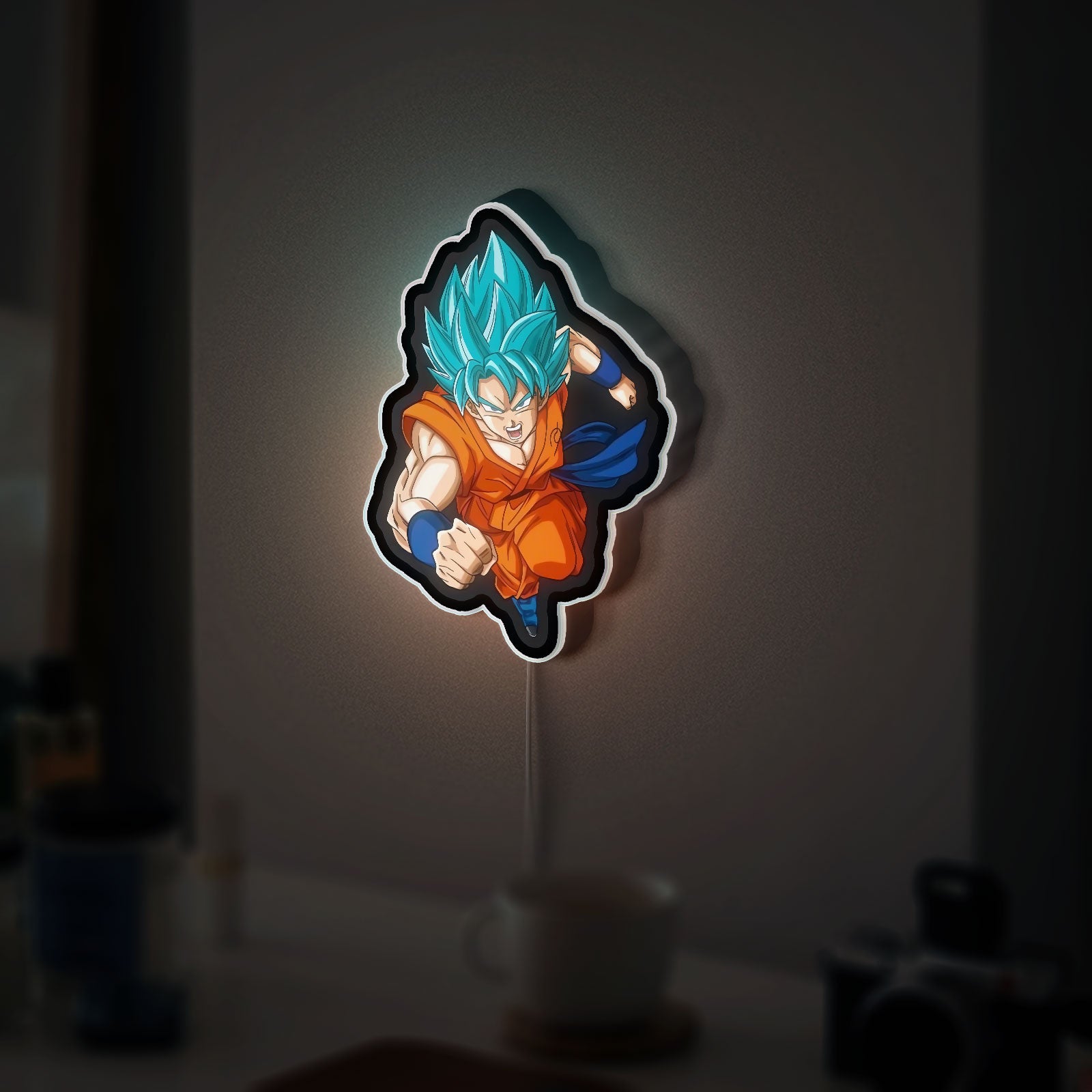 Goku Super Saiyan Blue 3D Light Box - Dragon Ball Z LED Night Light, Anime Character Decor for DBZ Fans 