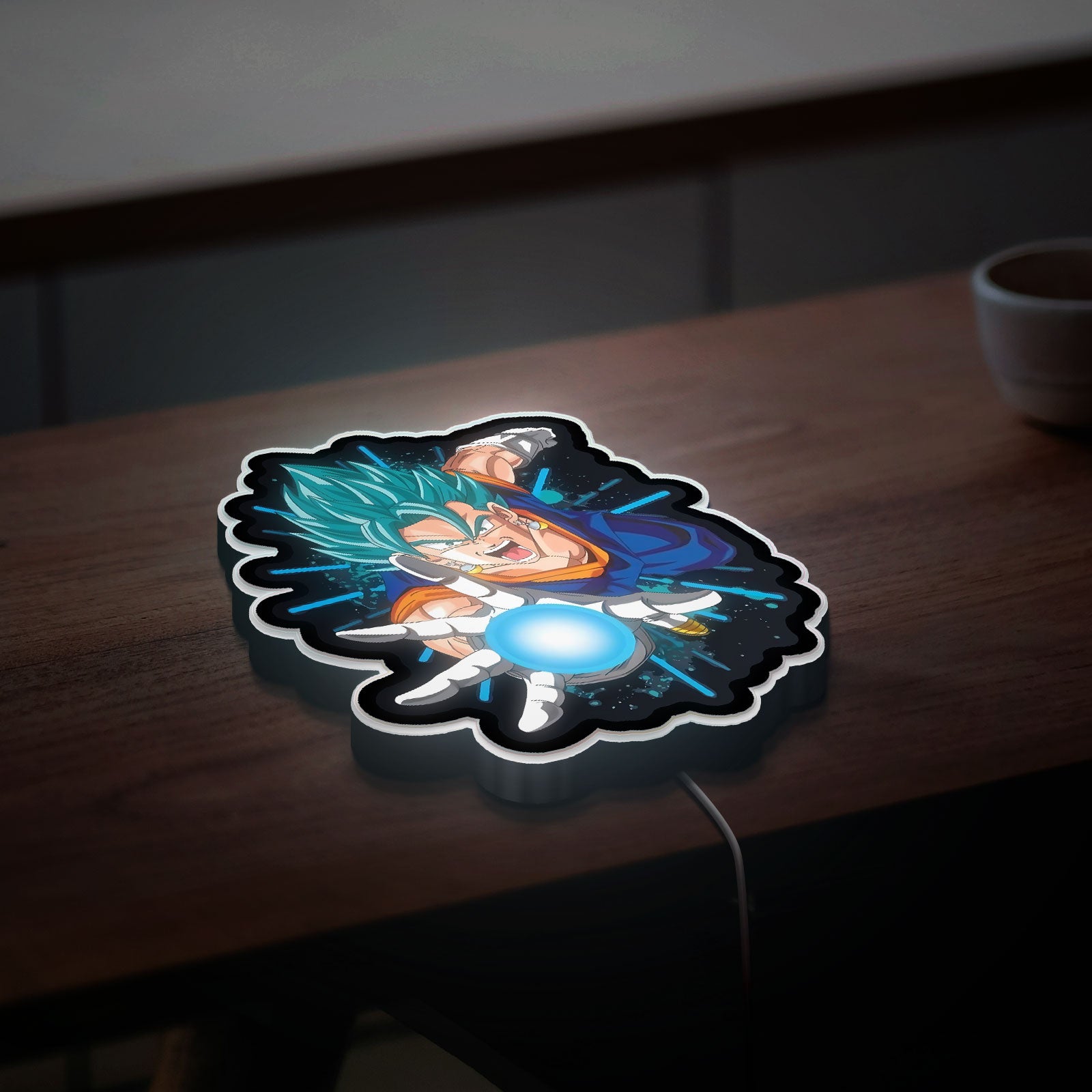 Dragon Ball Z 3D Light Box - Vegetto Super Saiyan Blue LED Night Light, Anime Character Decor for DBZ Fans
