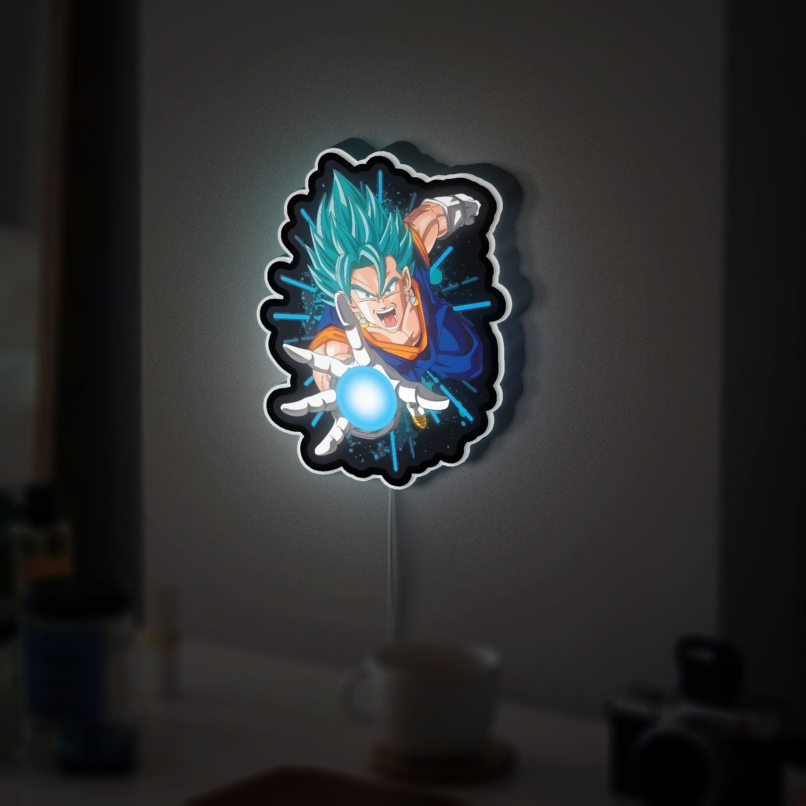 Dragon Ball Z 3D Light Box - Vegetto Super Saiyan Blue LED Night Light, Anime Character Decor for DBZ Fans
