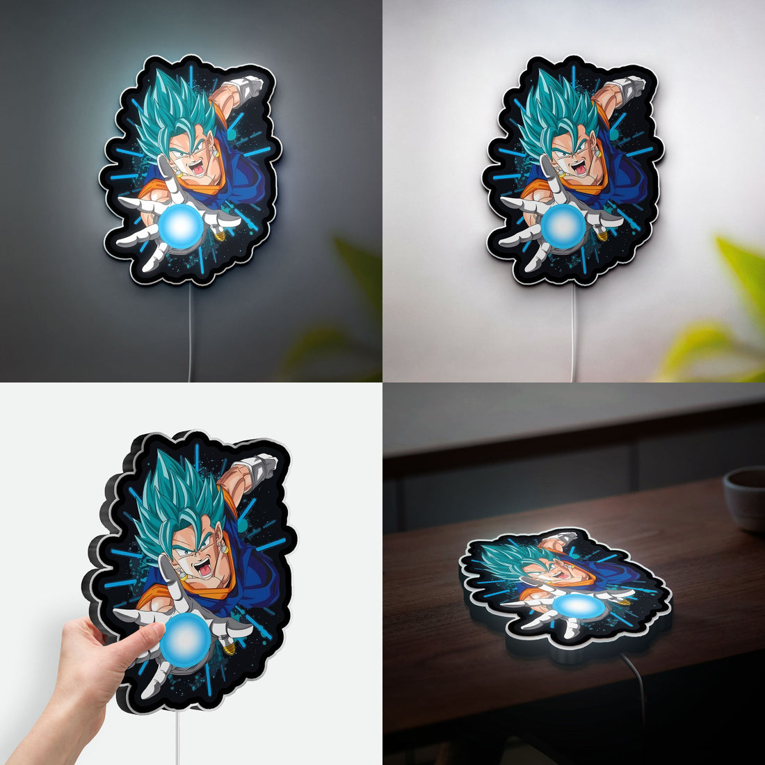 Dragon Ball Z 3D Light Box - Vegetto Super Saiyan Blue LED Night Light, Anime Character Decor for DBZ Fans
