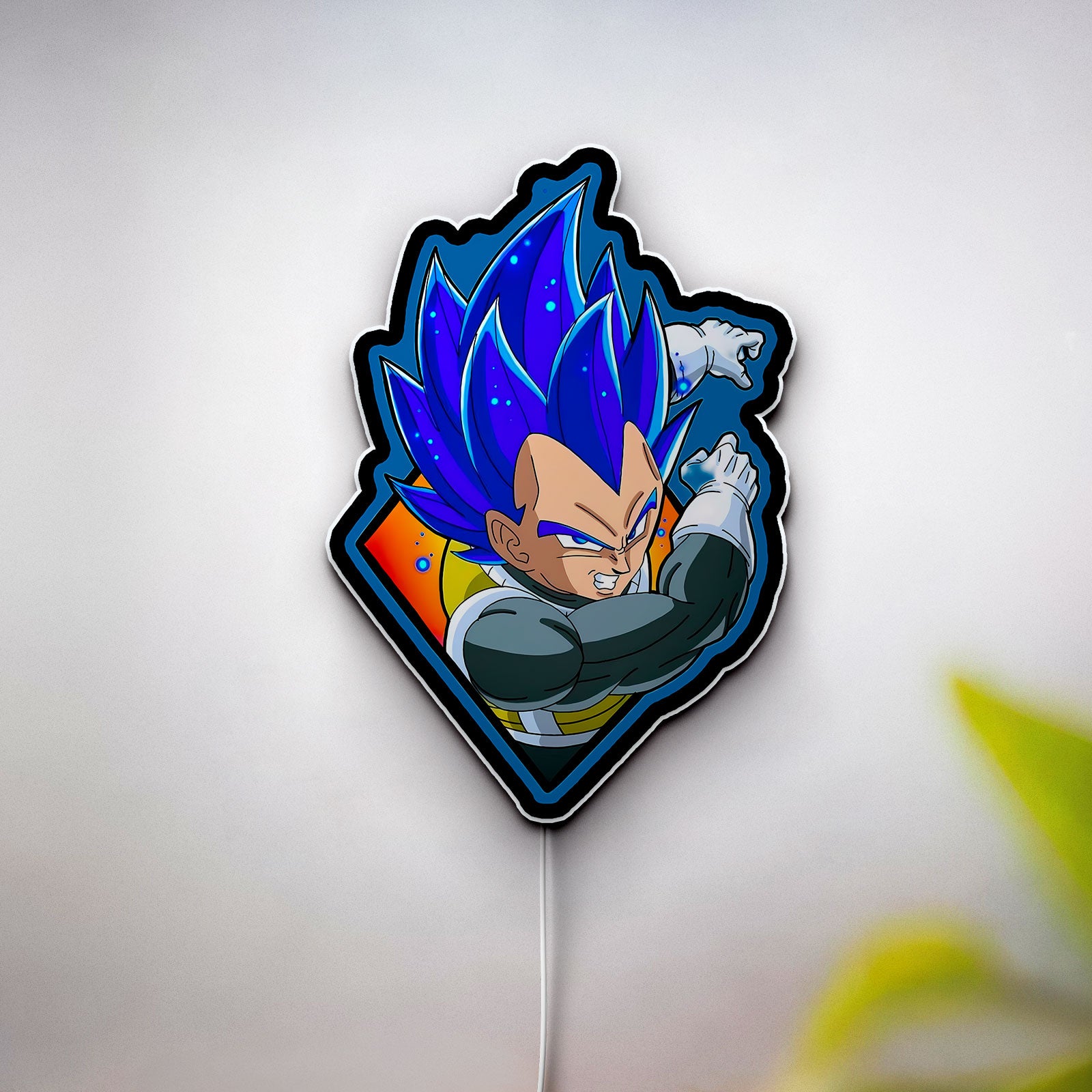 Dragon Ball Vegeta Blue 3D Light Box - Anime LED Night Light, Saiyan Warrior Glow Decor for DBZ Fans 
