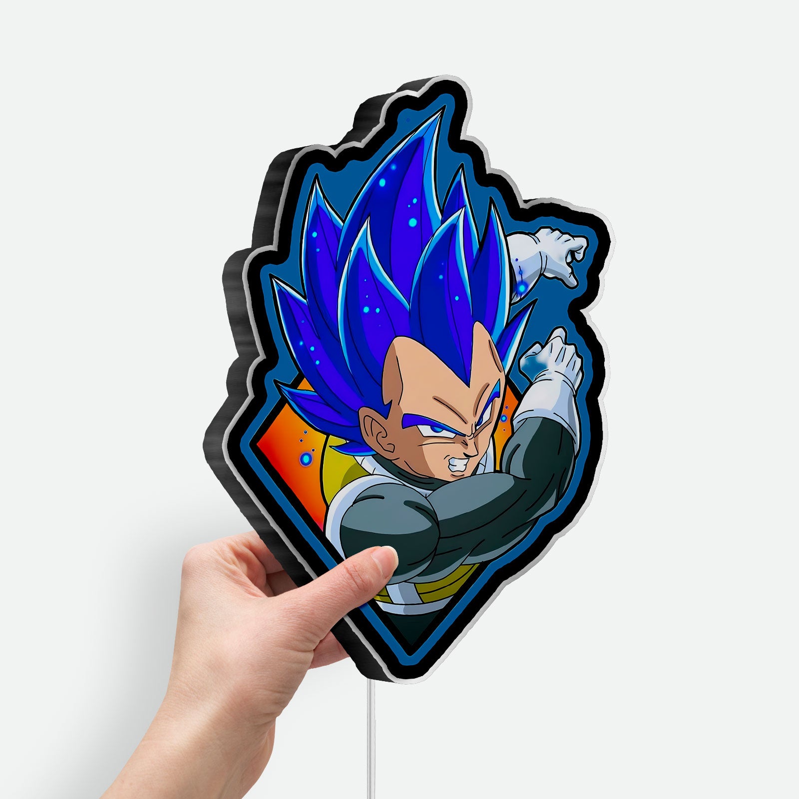Dragon Ball Vegeta Blue 3D Light Box - Anime LED Night Light, Saiyan Warrior Glow Decor for DBZ Fans 