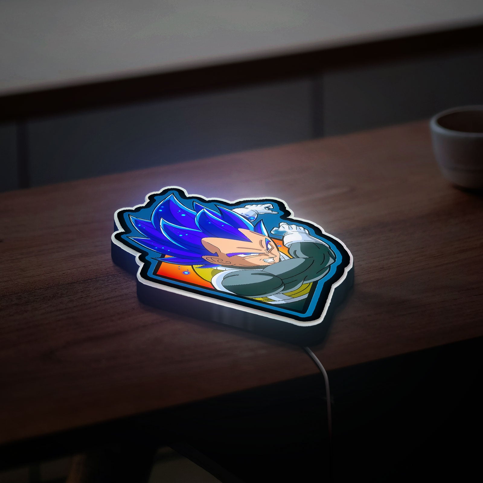 Dragon Ball Vegeta Blue 3D Light Box - Anime LED Night Light, Saiyan Warrior Glow Decor for DBZ Fans 