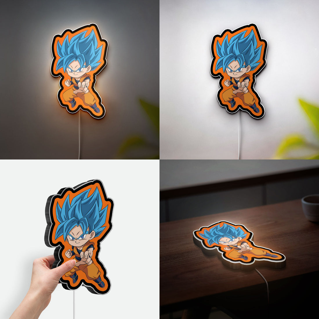 Chibi Super Saiyan God 3D Light Box - Dragon Ball Z LED Night Light, Anime Room Decor for Goku Fans, Cool Gift for Anime Lovers 