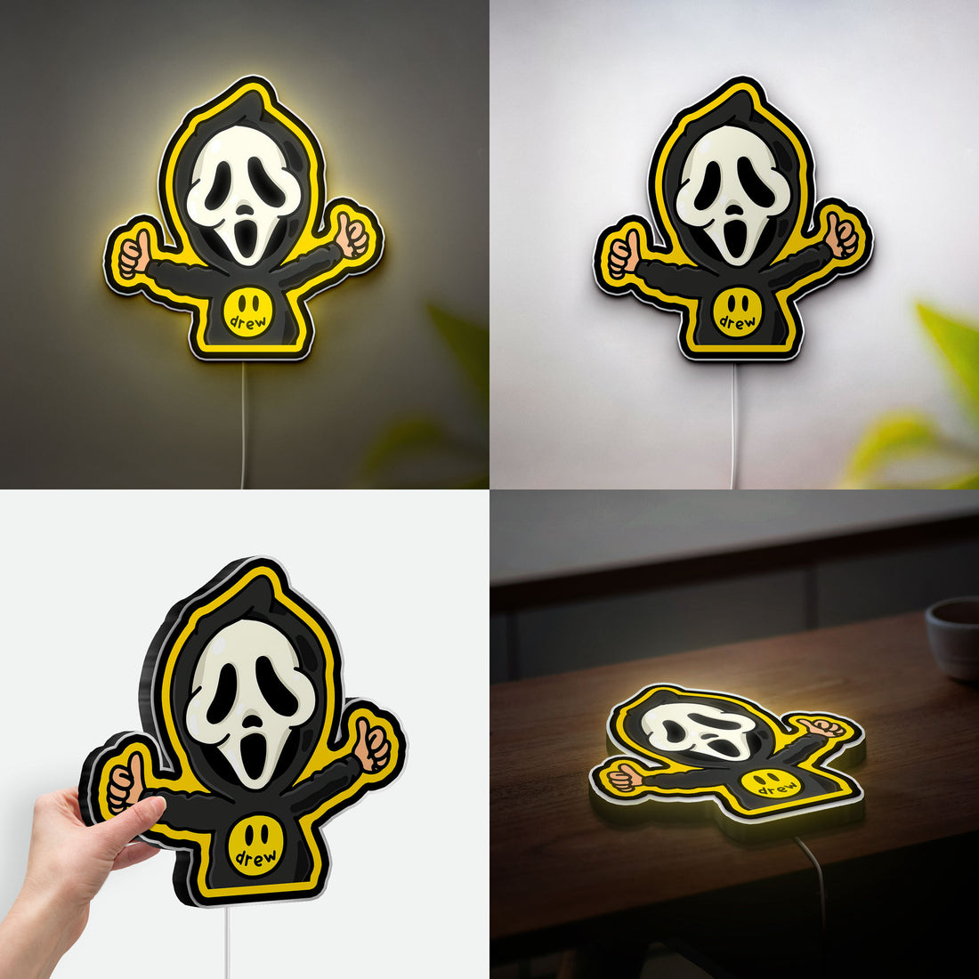 Vintage Scream Night Vibes 3D Light Box - Halloween Horror LED Wall Art, Cool Decor for Gothic Home & Horror Art Collectors
