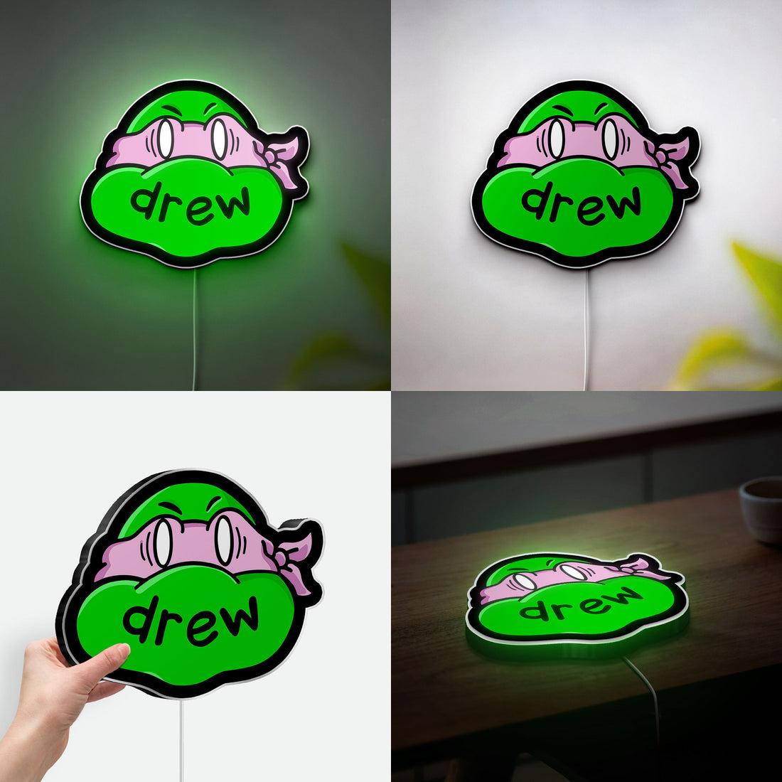 Drew House Inspired 3D Light Box - Ninja Turtles LED Night Light, Funny Decor for Teen Bedrooms

