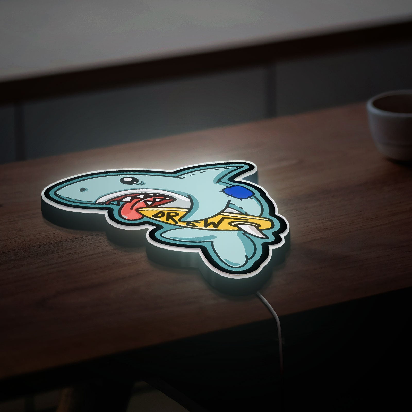 Shark 3D Light Box - Fun Cartoon LED Night Light, Cool Wall Decor for Teens Room, Unique Gift for Shark Lovers
