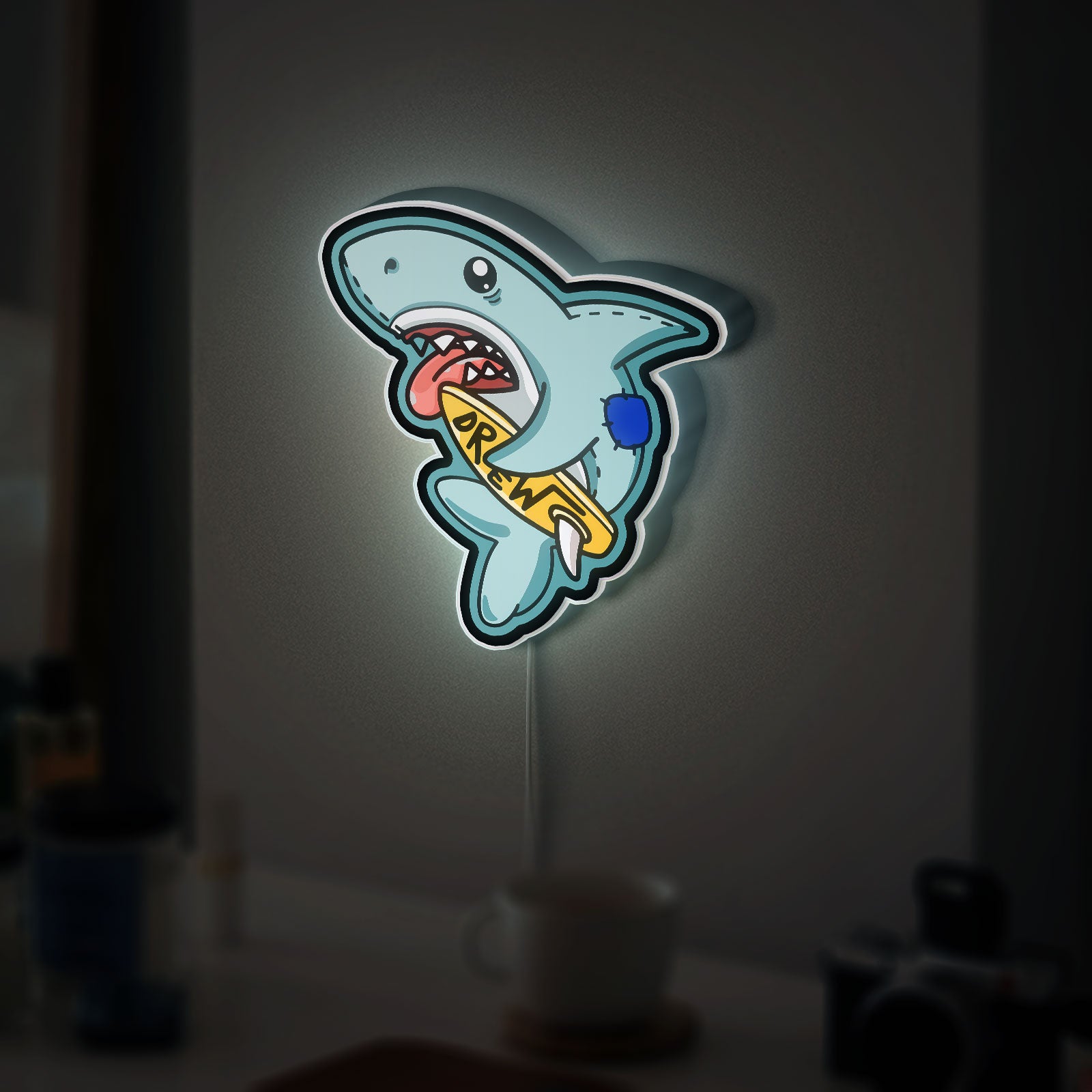 Shark 3D Light Box - Fun Cartoon LED Night Light, Cool Wall Decor for Teens Room, Unique Gift for Shark Lovers
