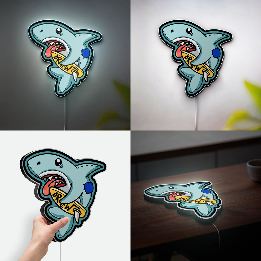 Shark 3D Light Box - Fun Cartoon LED Night Light, Cool Wall Decor for Teens Room, Unique Gift for Shark Lovers

