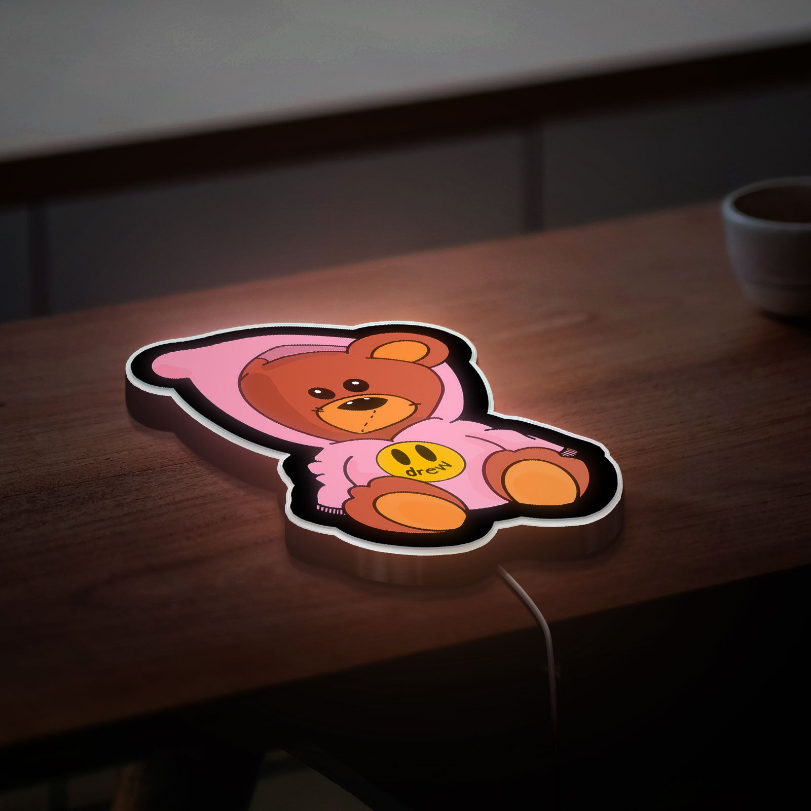 Justin Bieber Teddy Bear 3D Light Box - Glowing Music Fan Decor, Cute LED Night Light for Beliebers, Pop Star Room Art
