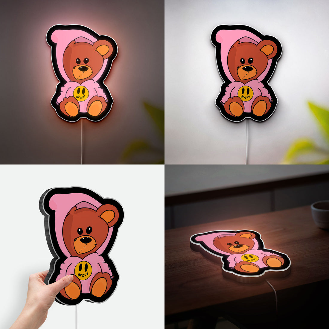Justin Bieber Teddy Bear 3D Light Box - Glowing Music Fan Decor, Cute LED Night Light for Beliebers, Pop Star Room Art
