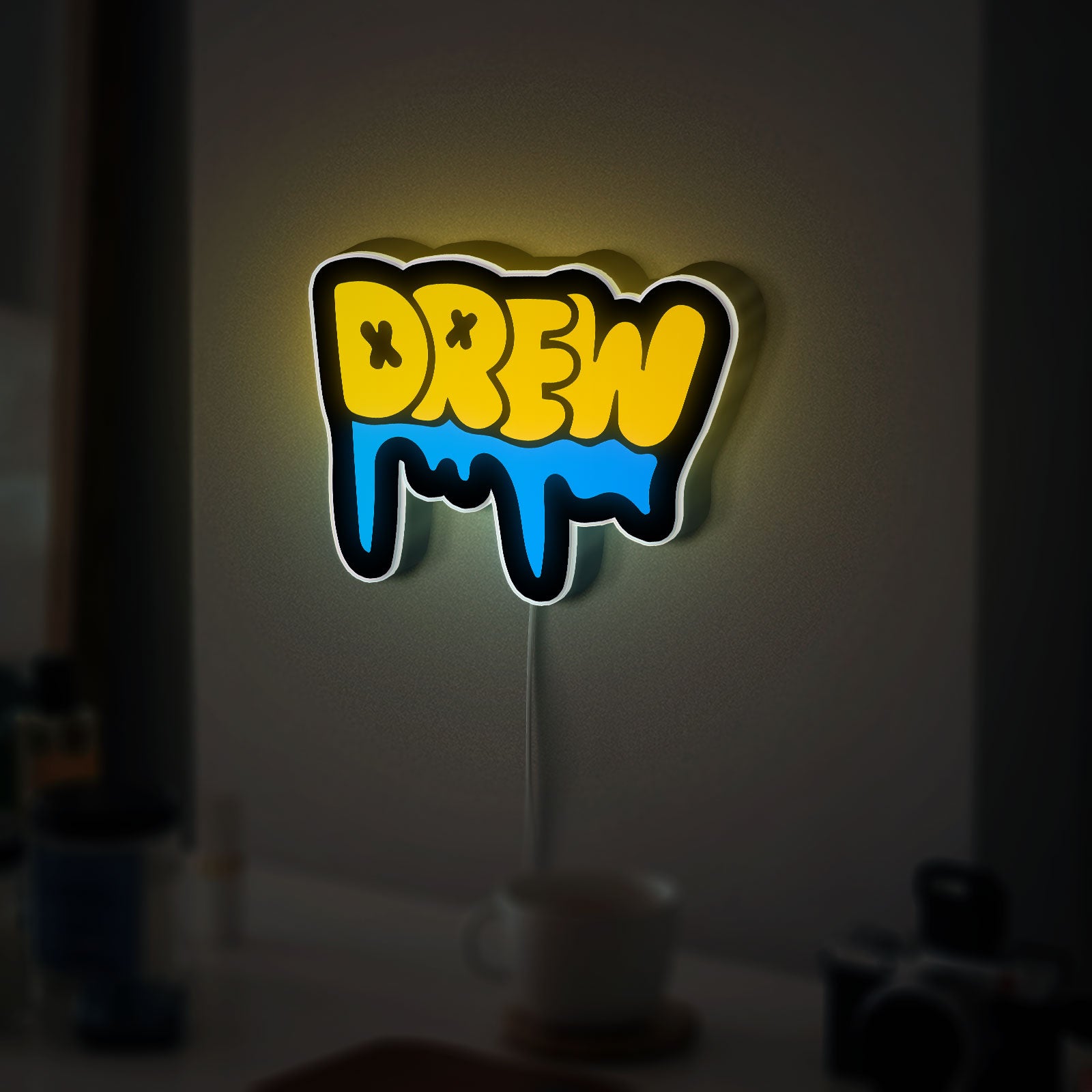 DREW HOUSE Inspired 3D Light Box - Bold Statement LED Night Light, Urban Streetwear Decor for Justin Bieber Fans 