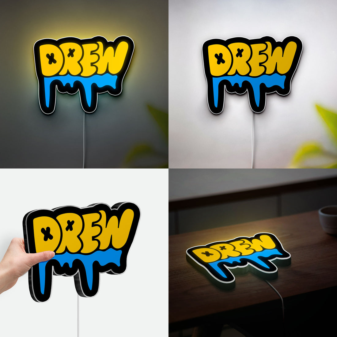 DREW HOUSE Inspired 3D Light Box - Bold Statement LED Night Light, Urban Streetwear Decor for Justin Bieber Fans 