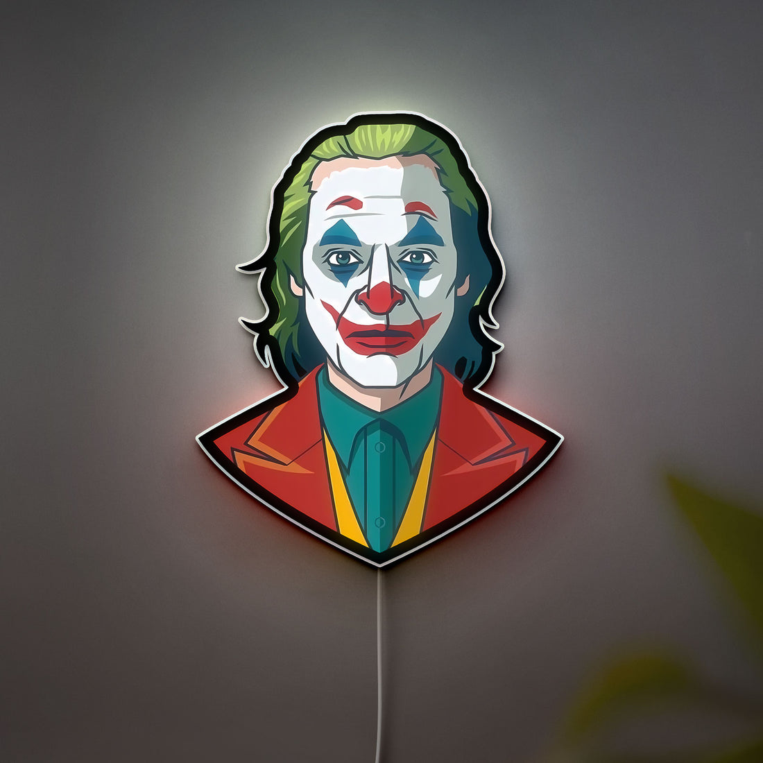 Joker Portrait 3D Light Box - Joaquin Phoenix Inspired LED Night Light, Dark Movie Decor for DC Comics & Batman Fans