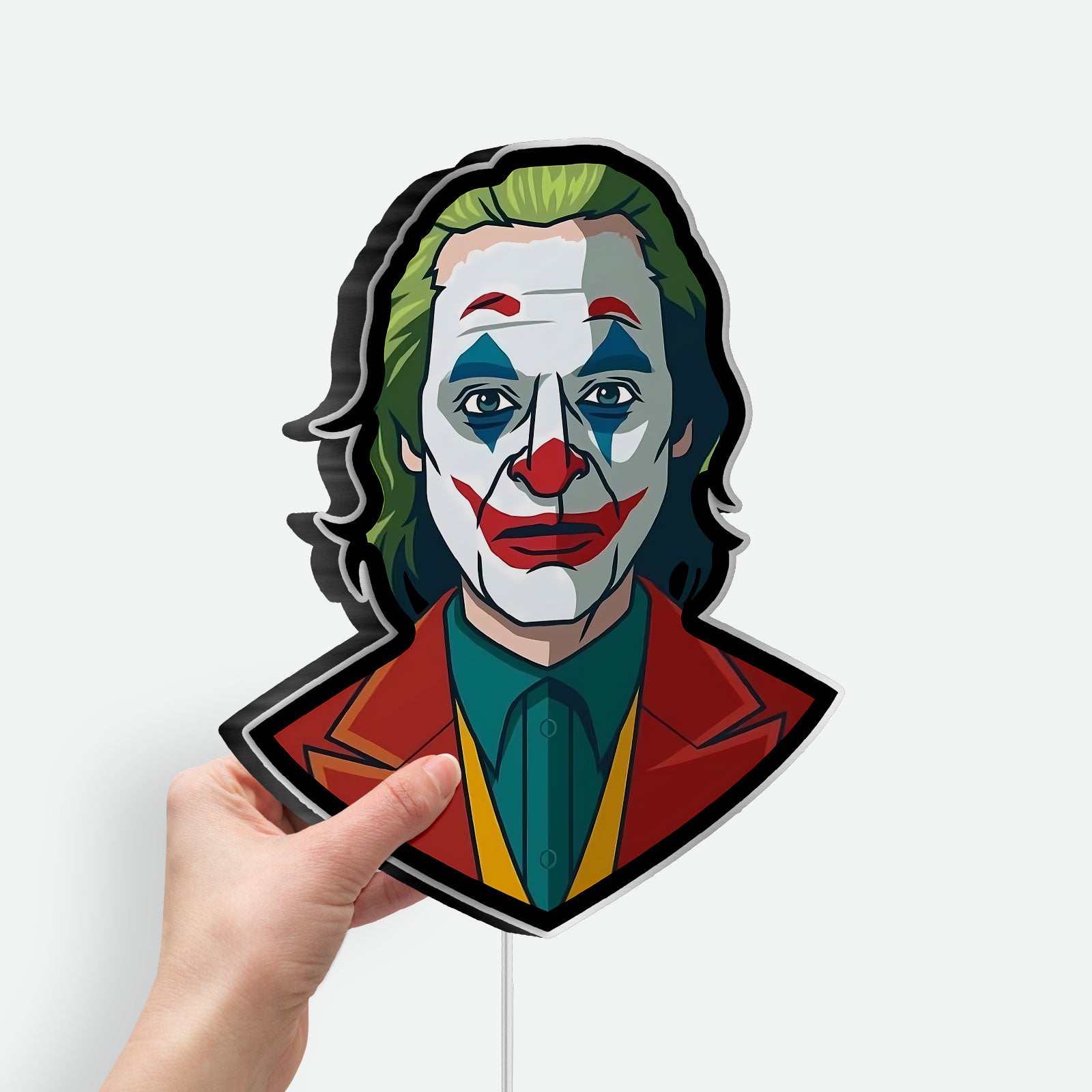 Joker Portrait 3D Light Box - Joaquin Phoenix Inspired LED Night Light, Dark Movie Decor for DC Comics & Batman Fans