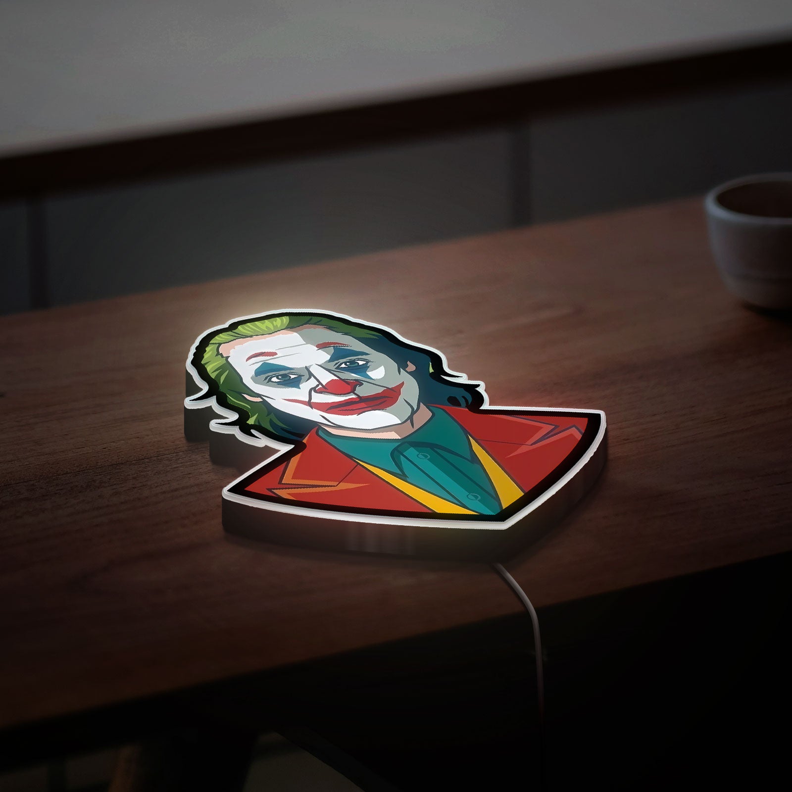 Joker Portrait 3D Light Box - Joaquin Phoenix Inspired LED Night Light, Dark Movie Decor for DC Comics & Batman Fans