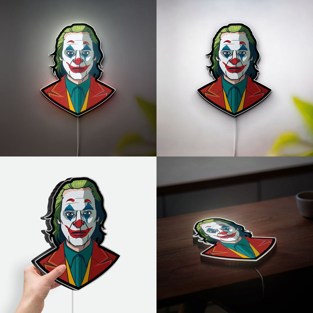 Joker Portrait 3D Light Box - Joaquin Phoenix Inspired LED Night Light, Dark Movie Decor for DC Comics & Batman Fans