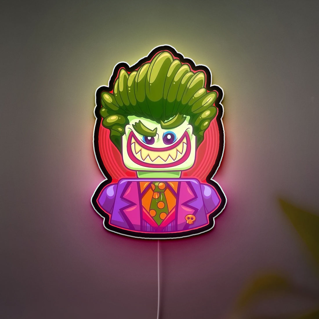 Joker Smiley 3D Light Box - Funny Cartoon Character LED Night Light, Batman Movie Inspired Decor for Comic Fans 