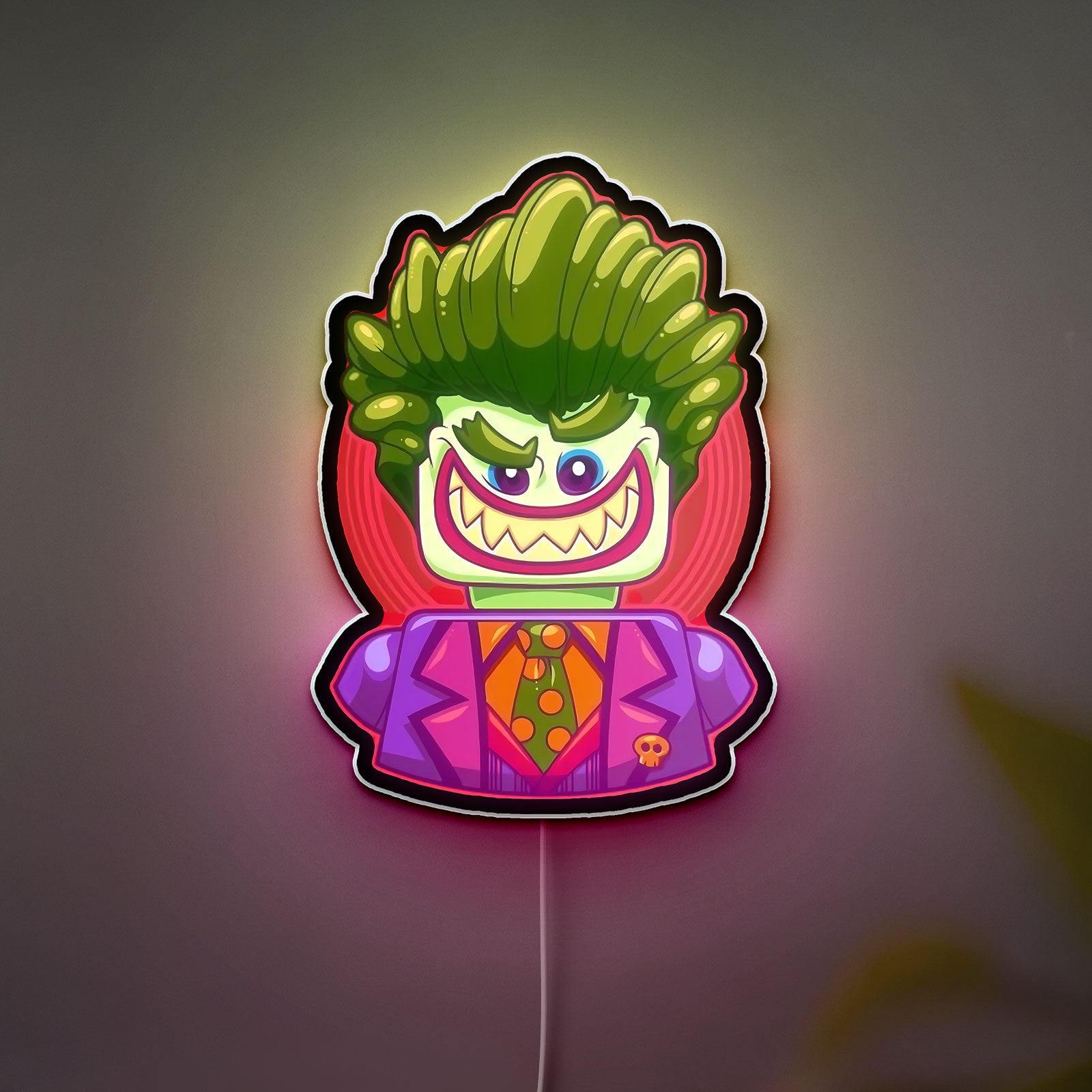 Joker Smiley 3D Light Box - Funny Cartoon Character LED Night Light, Batman Movie Inspired Decor for Comic Fans 