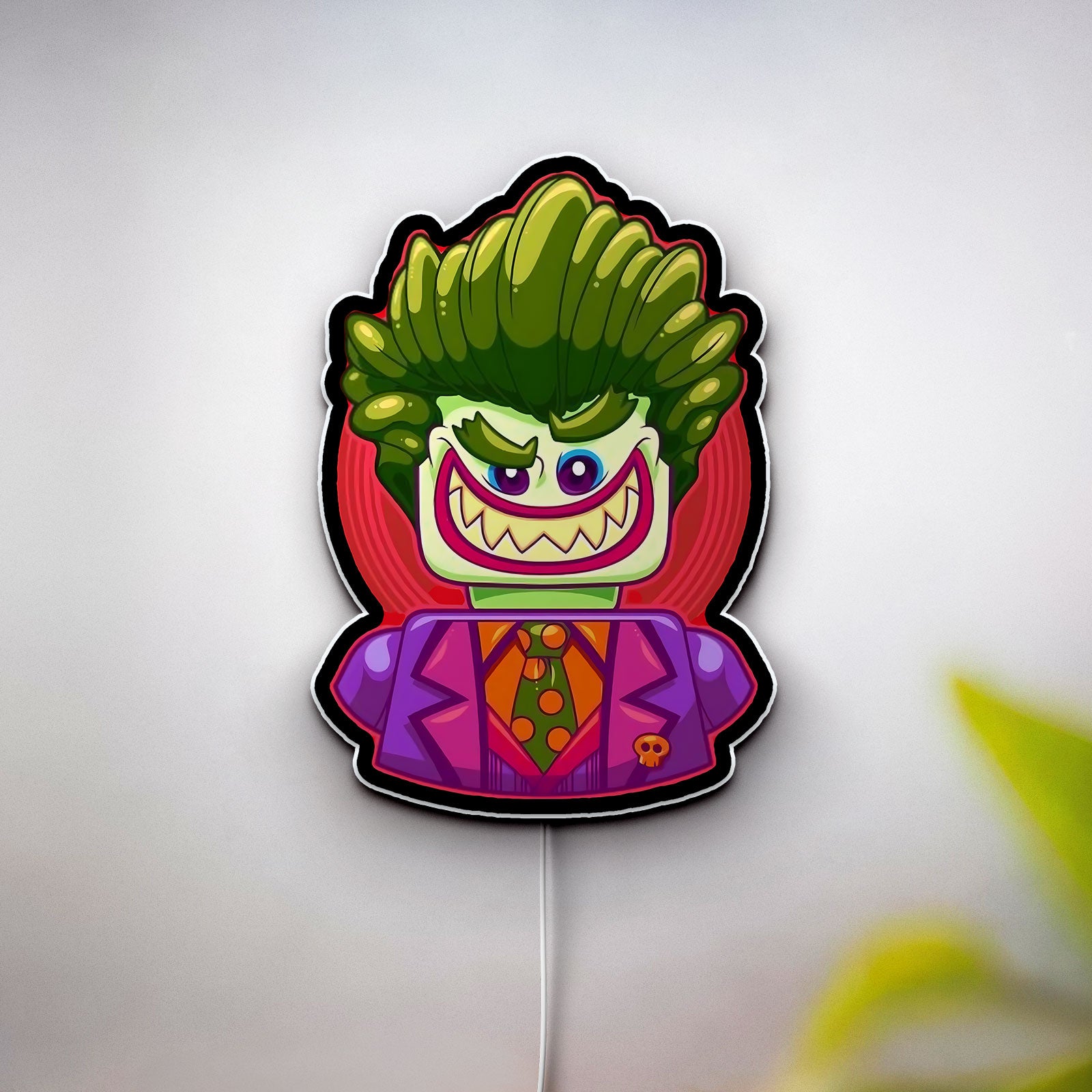 Joker Smiley 3D Light Box - Funny Cartoon Character LED Night Light, Batman Movie Inspired Decor for Comic Fans 