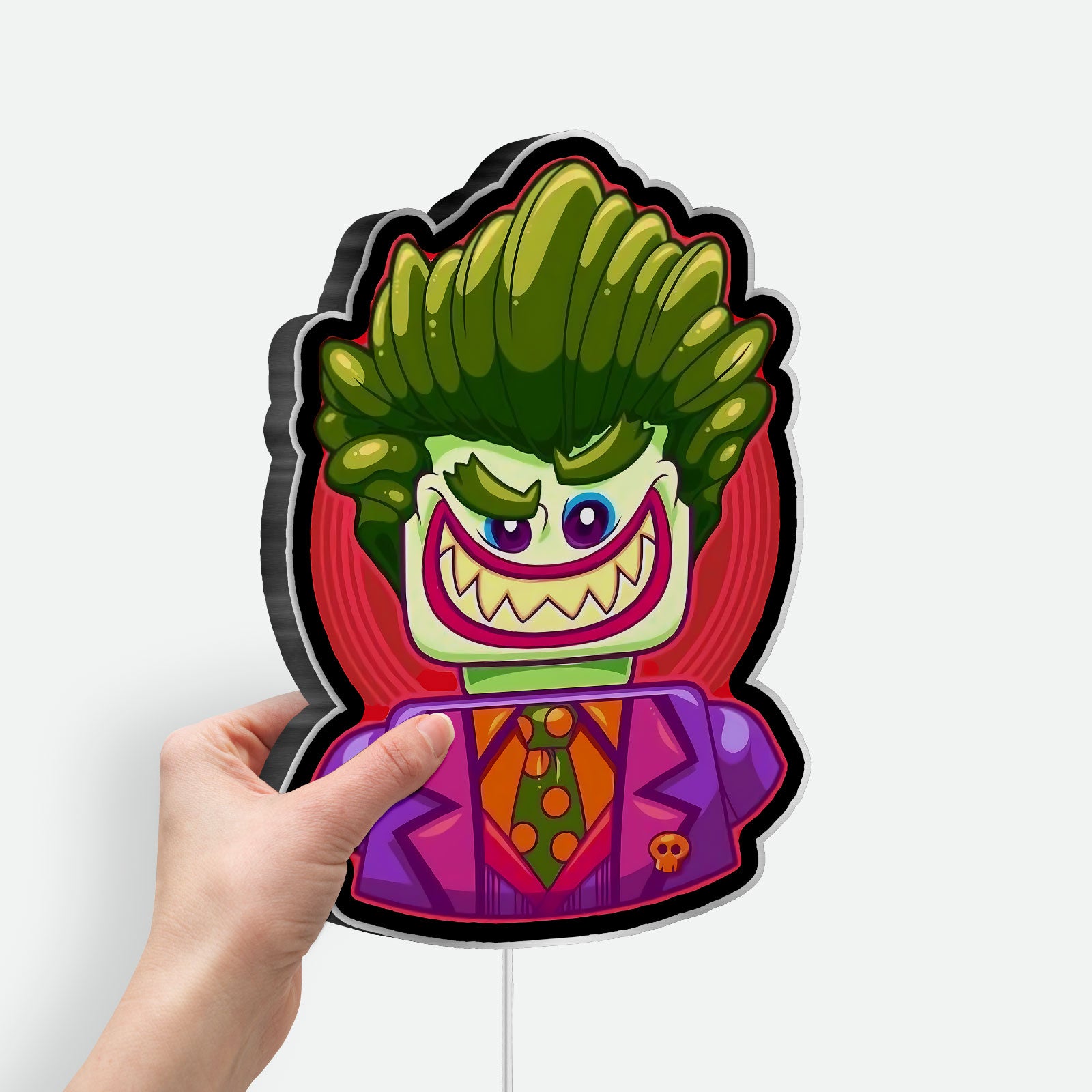 Joker Smiley 3D Light Box - Funny Cartoon Character LED Night Light, Batman Movie Inspired Decor for Comic Fans 