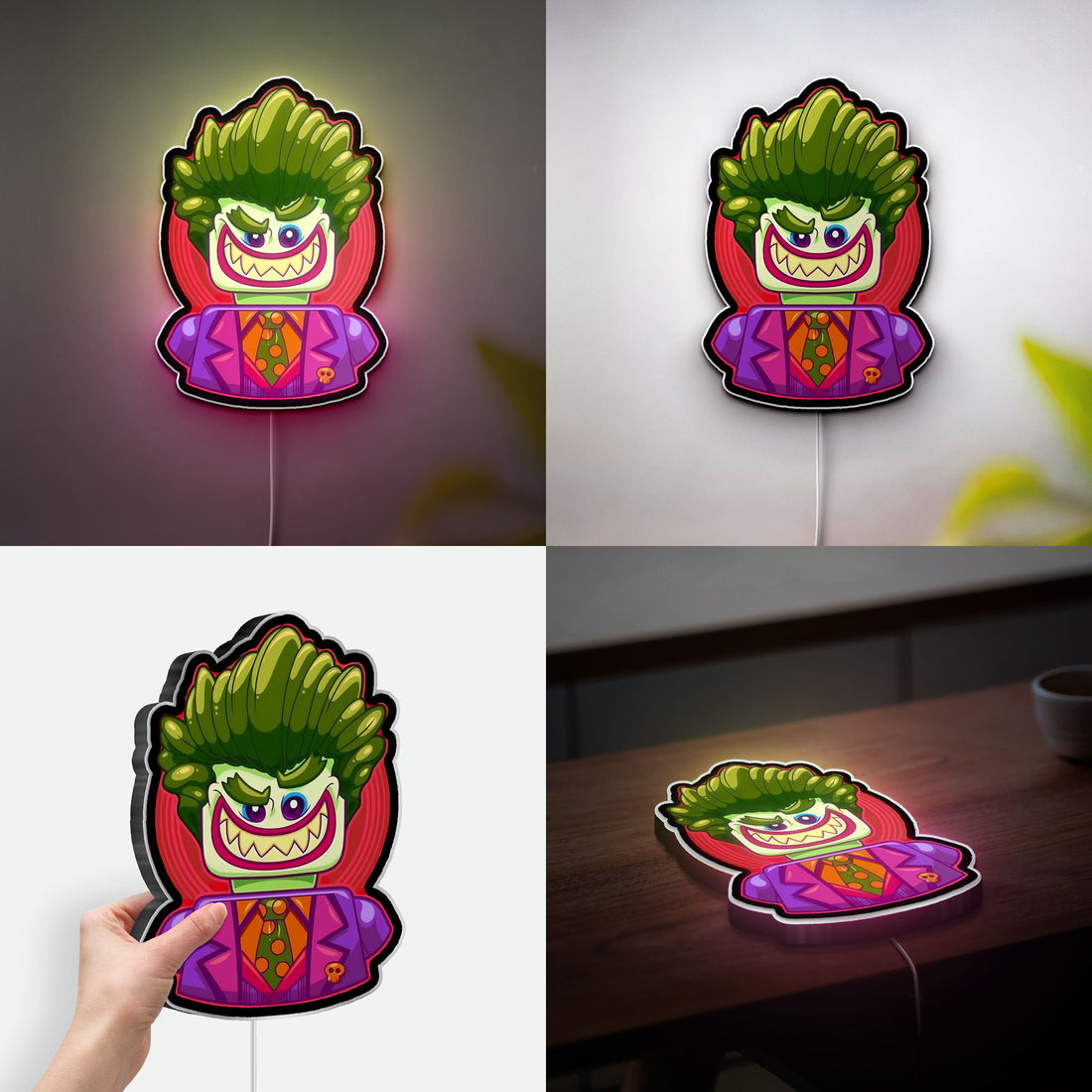 Joker Smiley 3D Light Box - Funny Cartoon Character LED Night Light, Batman Movie Inspired Decor for Comic Fans 