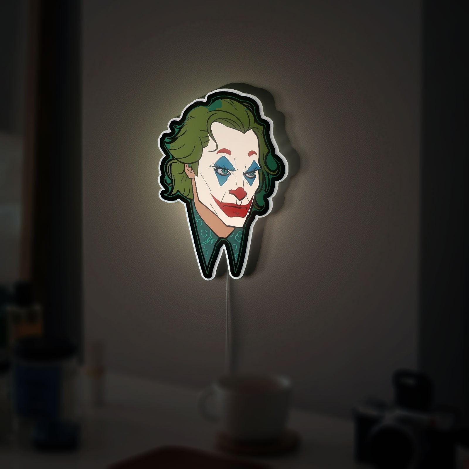 Joker Art 3D Light Box - Creepy Smile LED Night Light, Batman Villain Decor for Movie Fans, Unique Gift for DC Comics Lovers 