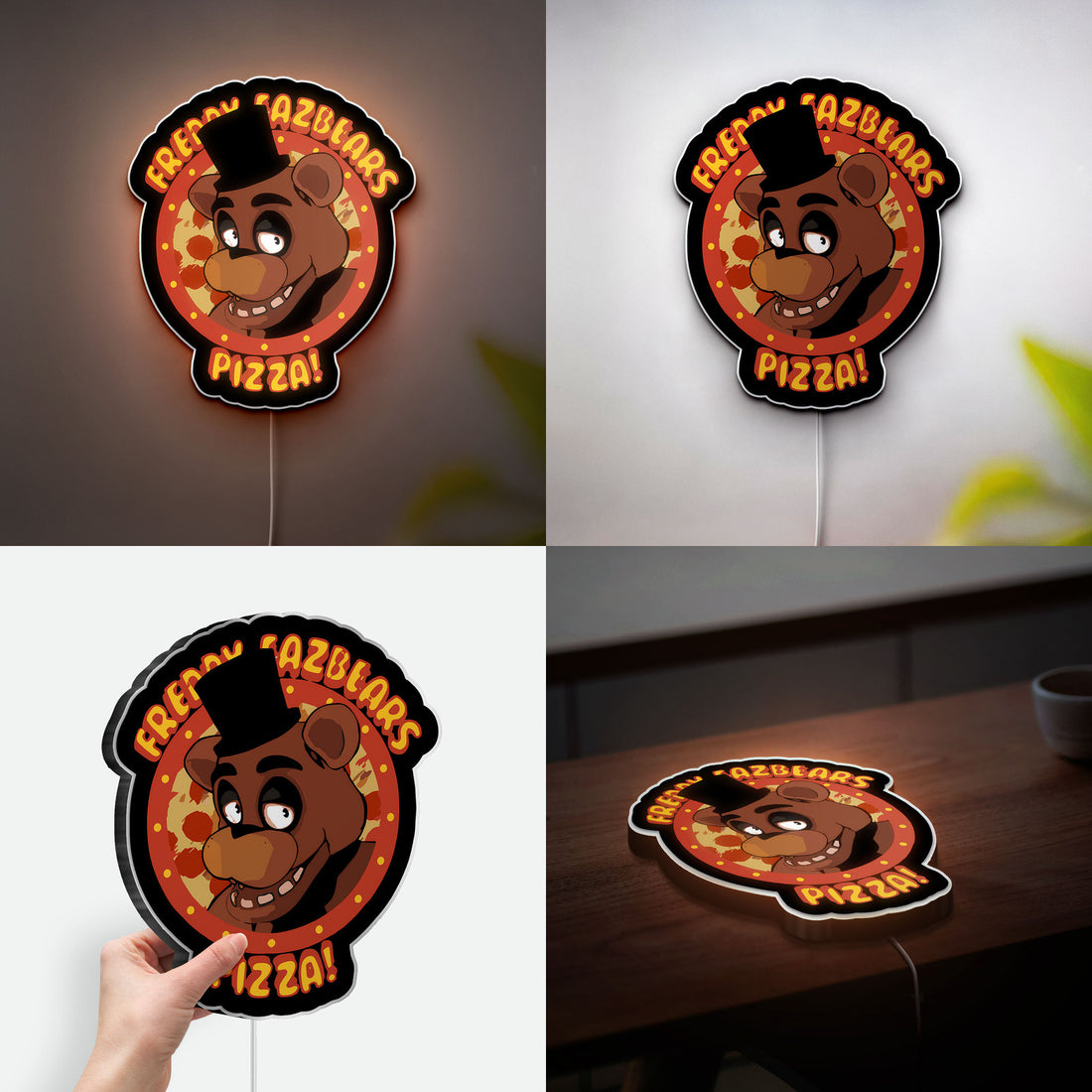 FNAF Freddy Fazbear 3D Light Box - Five Nights at Freddy's Glow Decor, Horror Game LED Night Light for Fans 