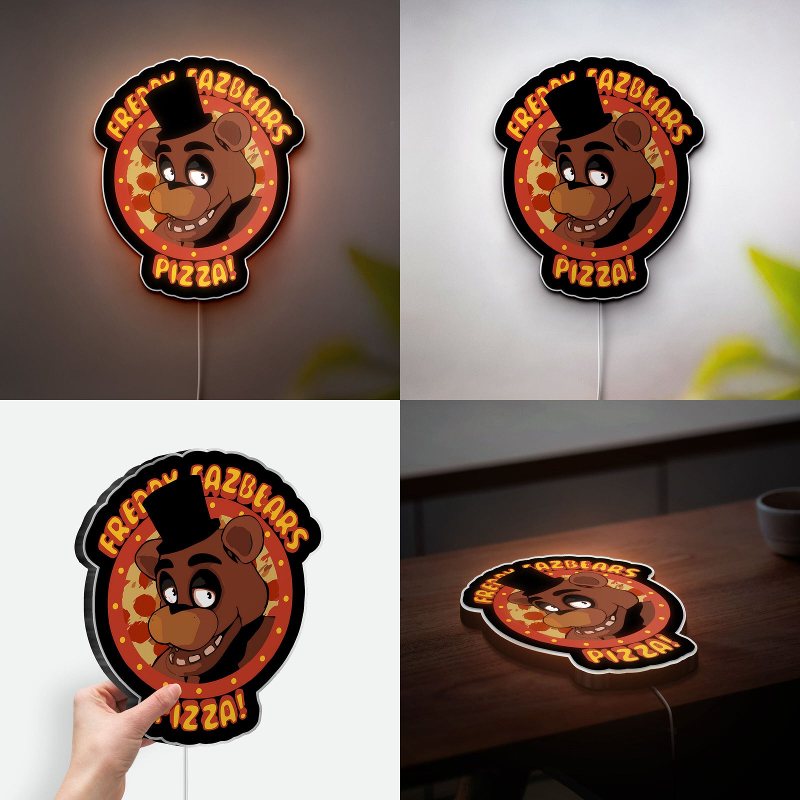FNAF Freddy Fazbear 3D Light Box - Five Nights at Freddy's Glow Decor, Horror Game LED Night Light for Fans 