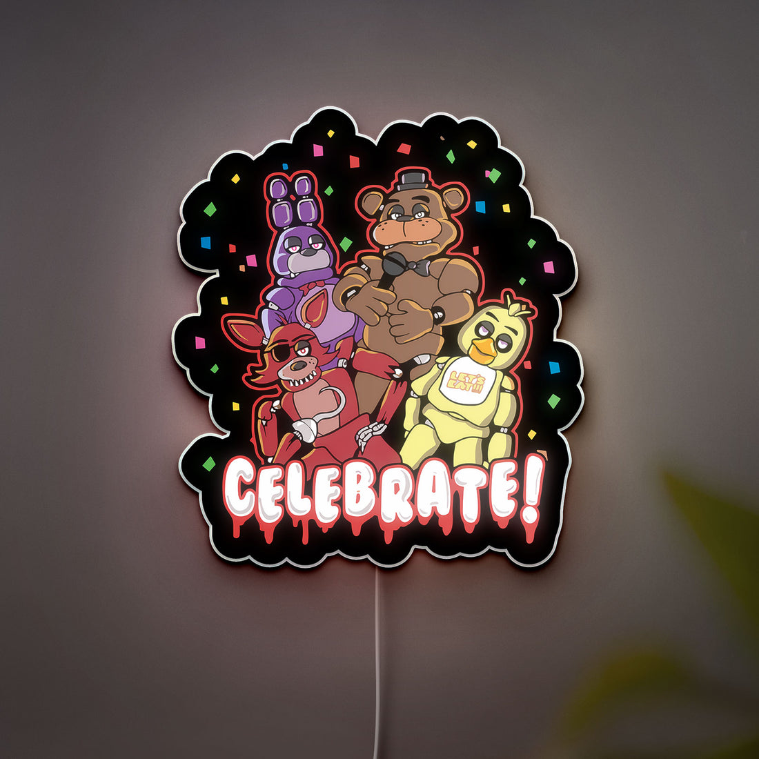 Five Nights at Freddy's 3D Light Box - FNAF Glow Art LED Night Light, Horror Game Decor for Fans, Animatronic Character Lamp 