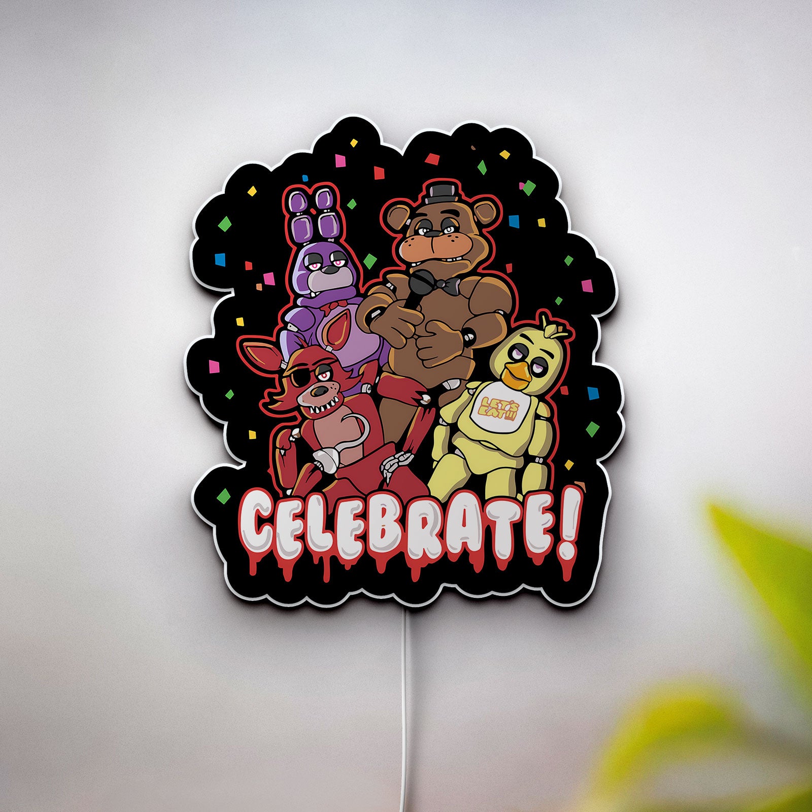 Five Nights at Freddy's 3D Light Box - FNAF Glow Art LED Night Light, Horror Game Decor for Fans, Animatronic Character Lamp 