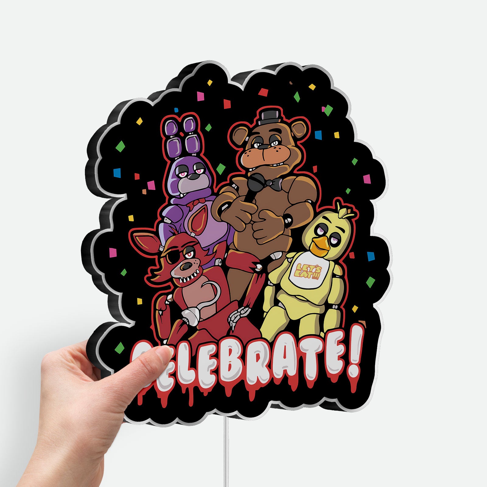 Five Nights at Freddy's 3D Light Box - FNAF Glow Art LED Night Light, Horror Game Decor for Fans, Animatronic Character Lamp 