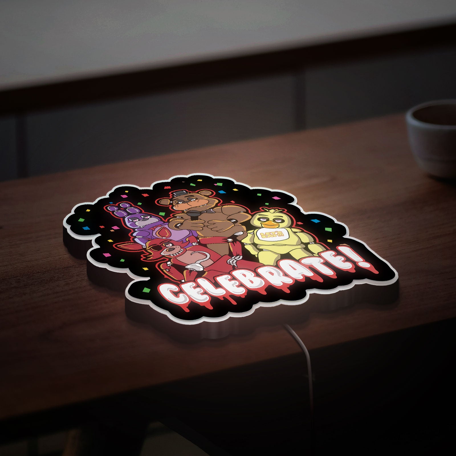Five Nights at Freddy's 3D Light Box - FNAF Glow Art LED Night Light, Horror Game Decor for Fans, Animatronic Character Lamp 