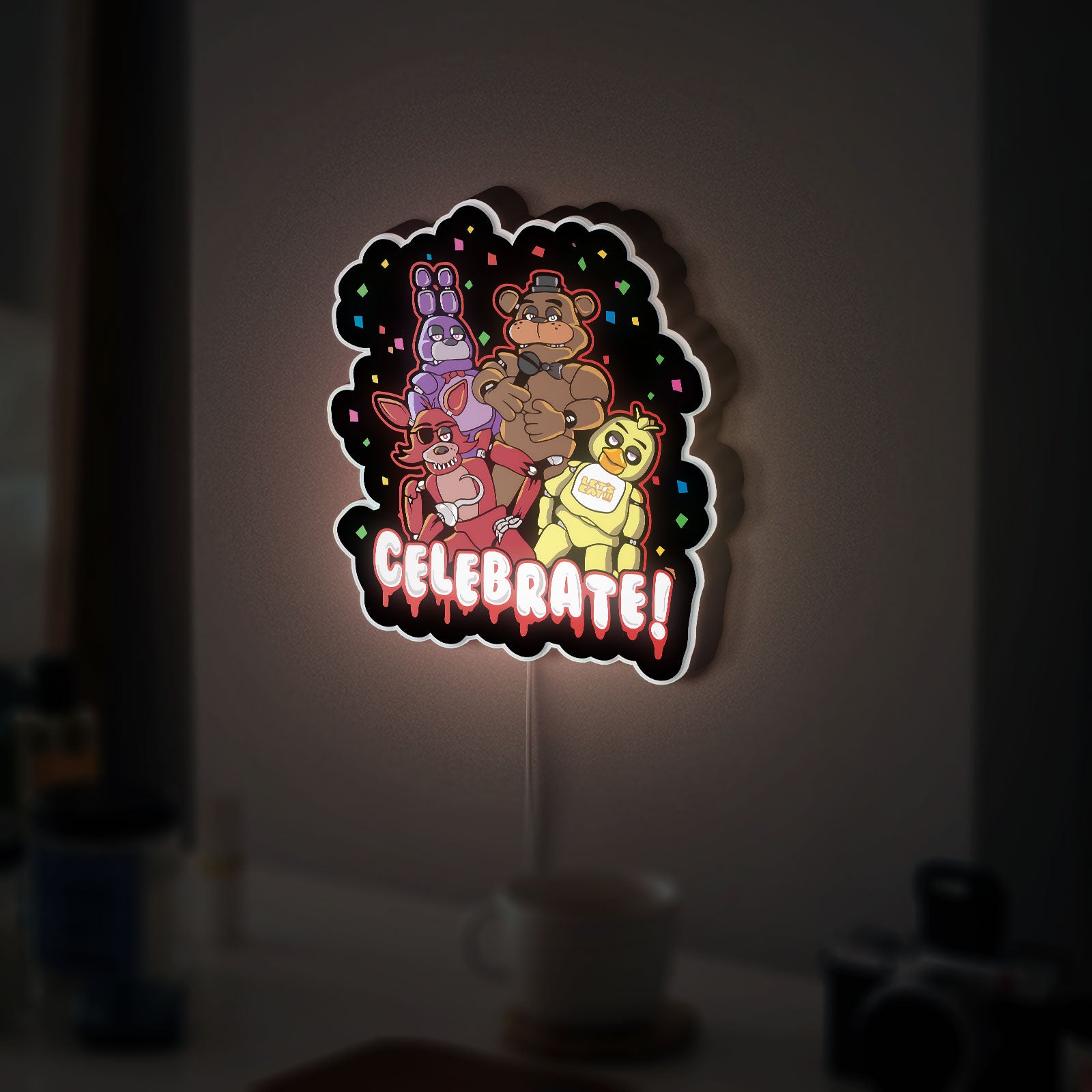 Five Nights at Freddy's 3D Light Box - FNAF Glow Art LED Night Light, Horror Game Decor for Fans, Animatronic Character Lamp 
