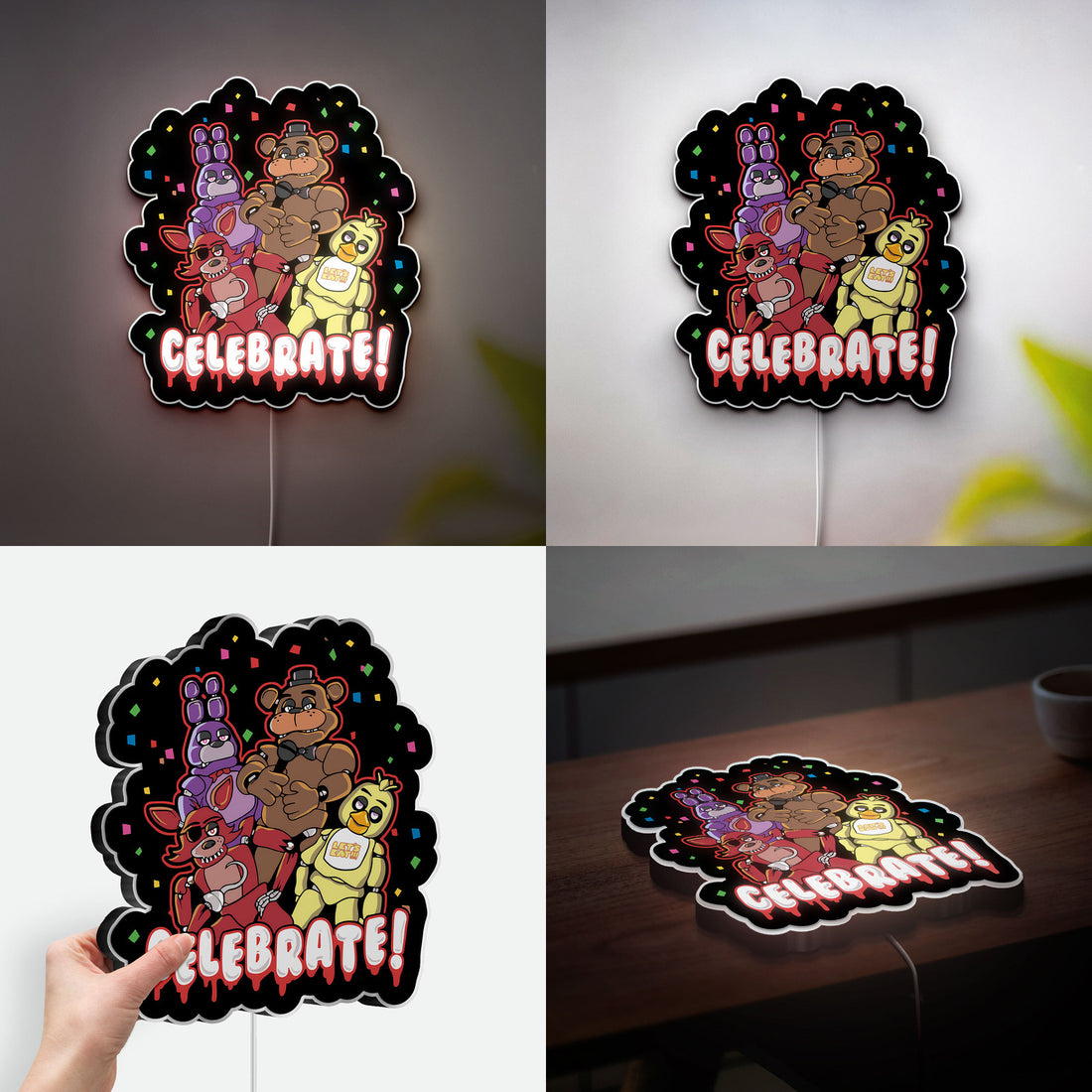 Five Nights at Freddy's 3D Light Box - FNAF Glow Art LED Night Light, Horror Game Decor for Fans, Animatronic Character Lamp 