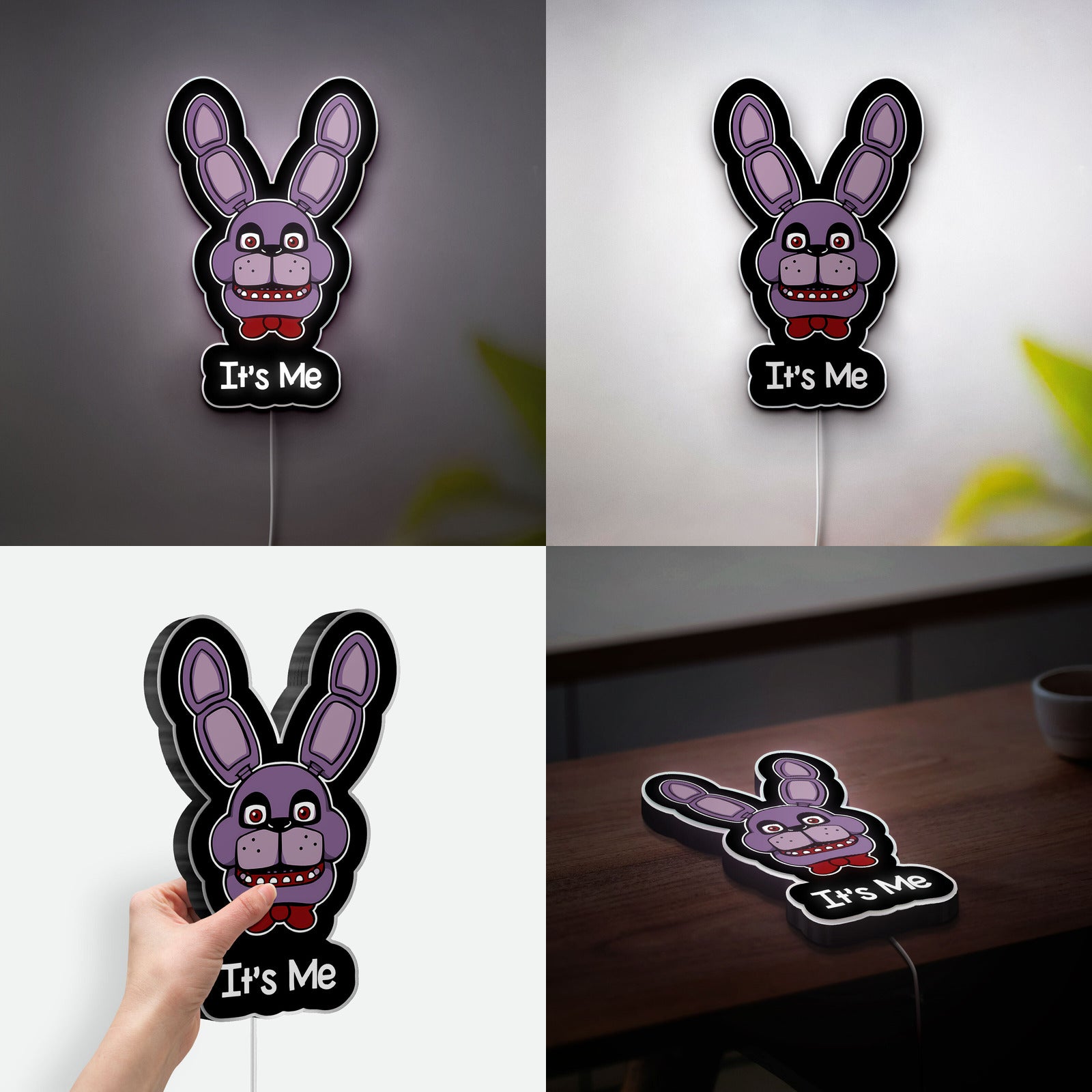 FNAF Bonnie 3D Light Box - Five Nights at Freddy's LED Night Light, Horror Game Decor, Glow in the Dark Character Lamp for Gamers 
