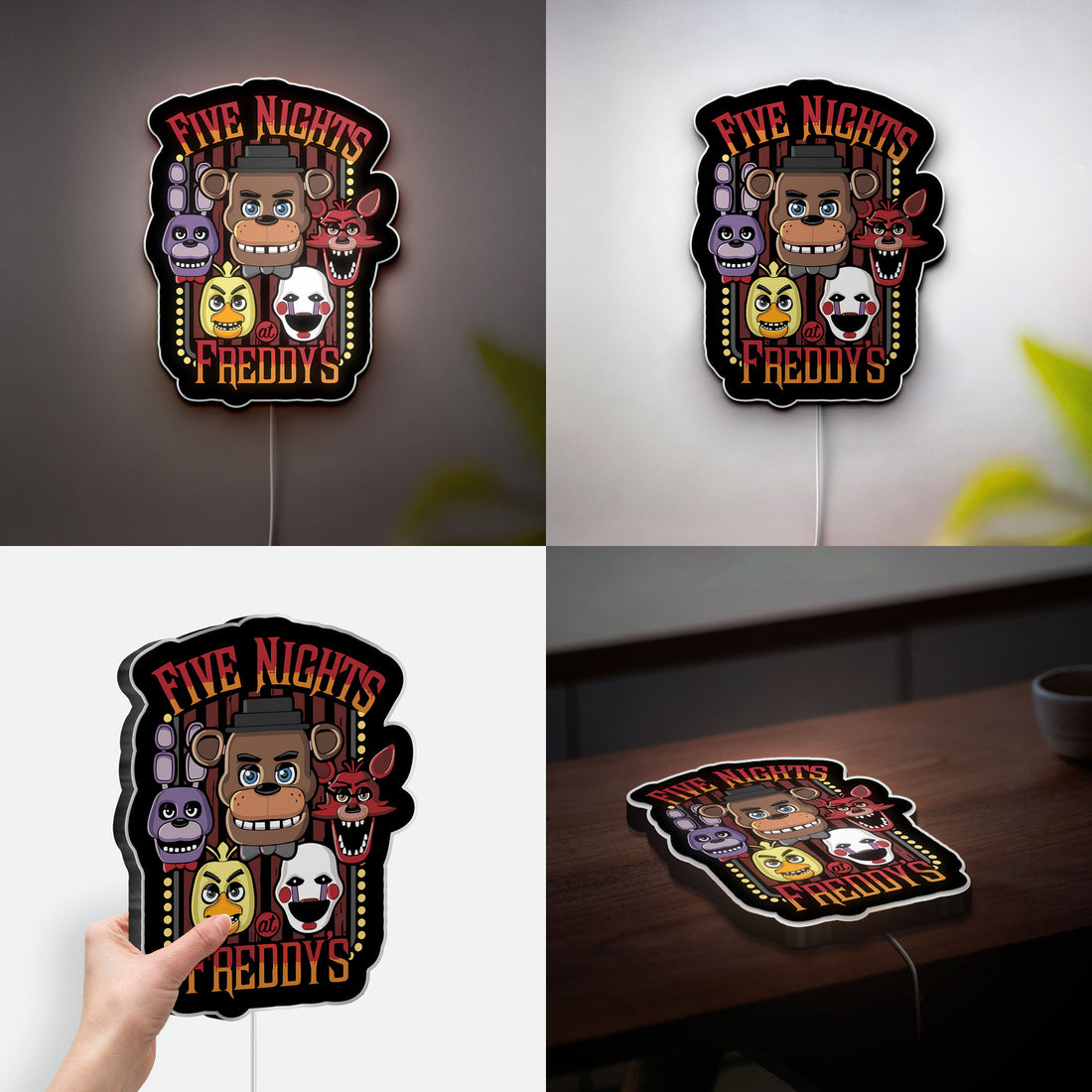 Five Nights at Freddy's 3D Light Box - FNAF Glow Decor, Animatronic LED Night Light, Horror Game Gift for Fans
