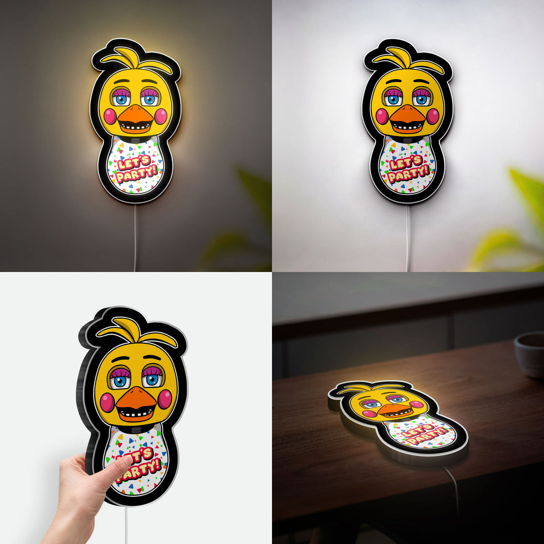 Five Nights at Freddy's 3D Light Box - FNAF Toy Chica LED Night Light, Horror Game Decor for Fans, Glow in the Dark Collectible 