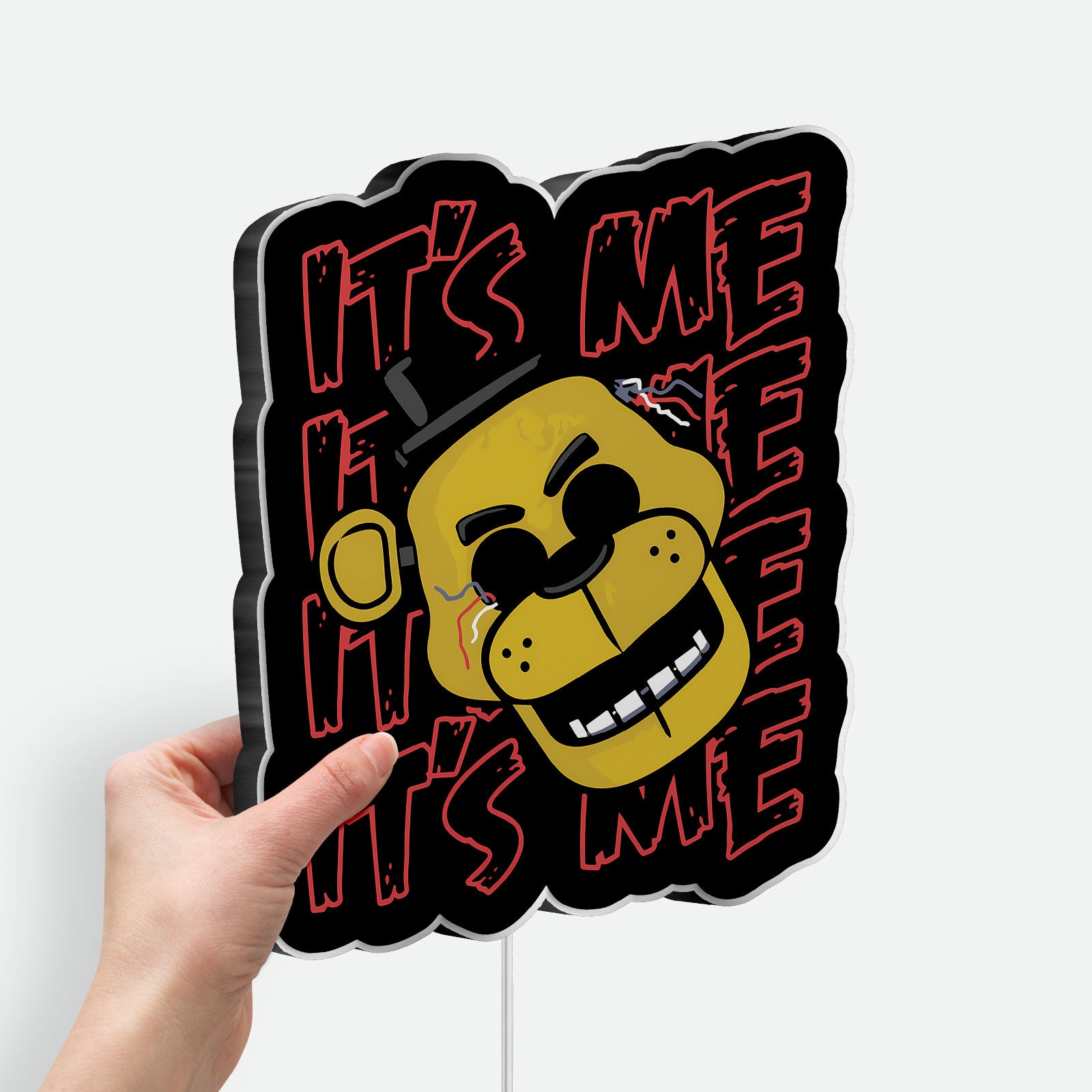 FNAF Golden Freddy 3D Light Box - Five Nights at Freddy's Glow Art, Horror Game LED Night Light for FNAF Fans & Gamers
