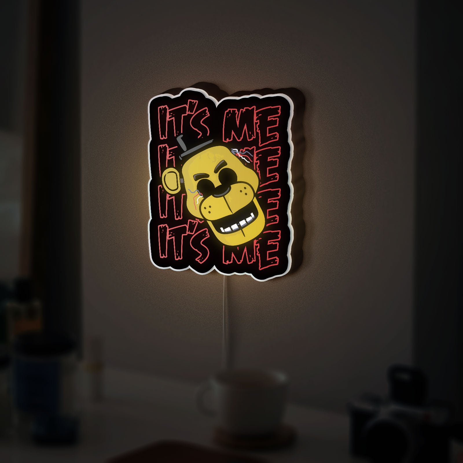 FNAF Golden Freddy 3D Light Box - Five Nights at Freddy's Glow Art, Horror Game LED Night Light for FNAF Fans & Gamers

