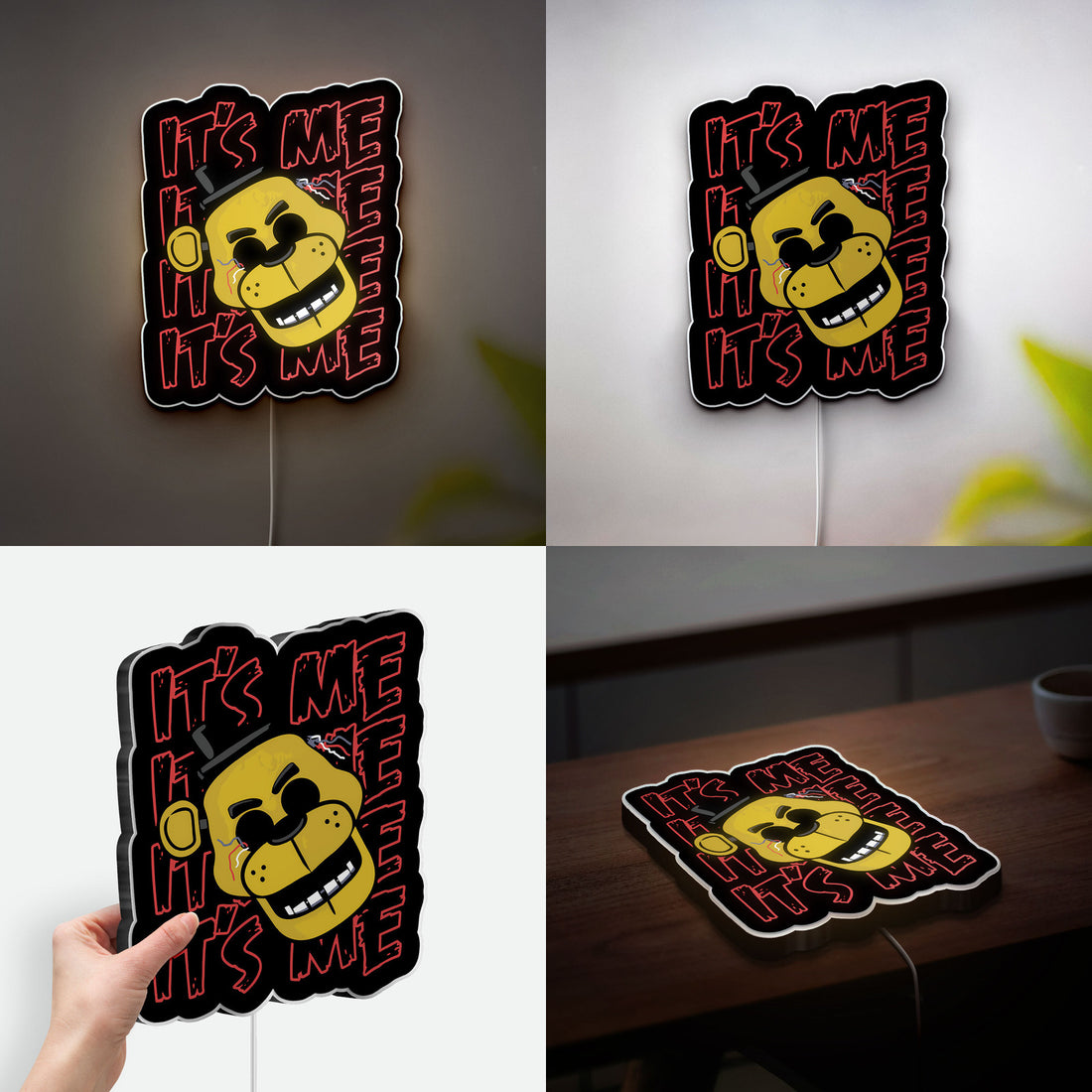 FNAF Golden Freddy 3D Light Box - Five Nights at Freddy's Glow Art, Horror Game LED Night Light for FNAF Fans & Gamers

