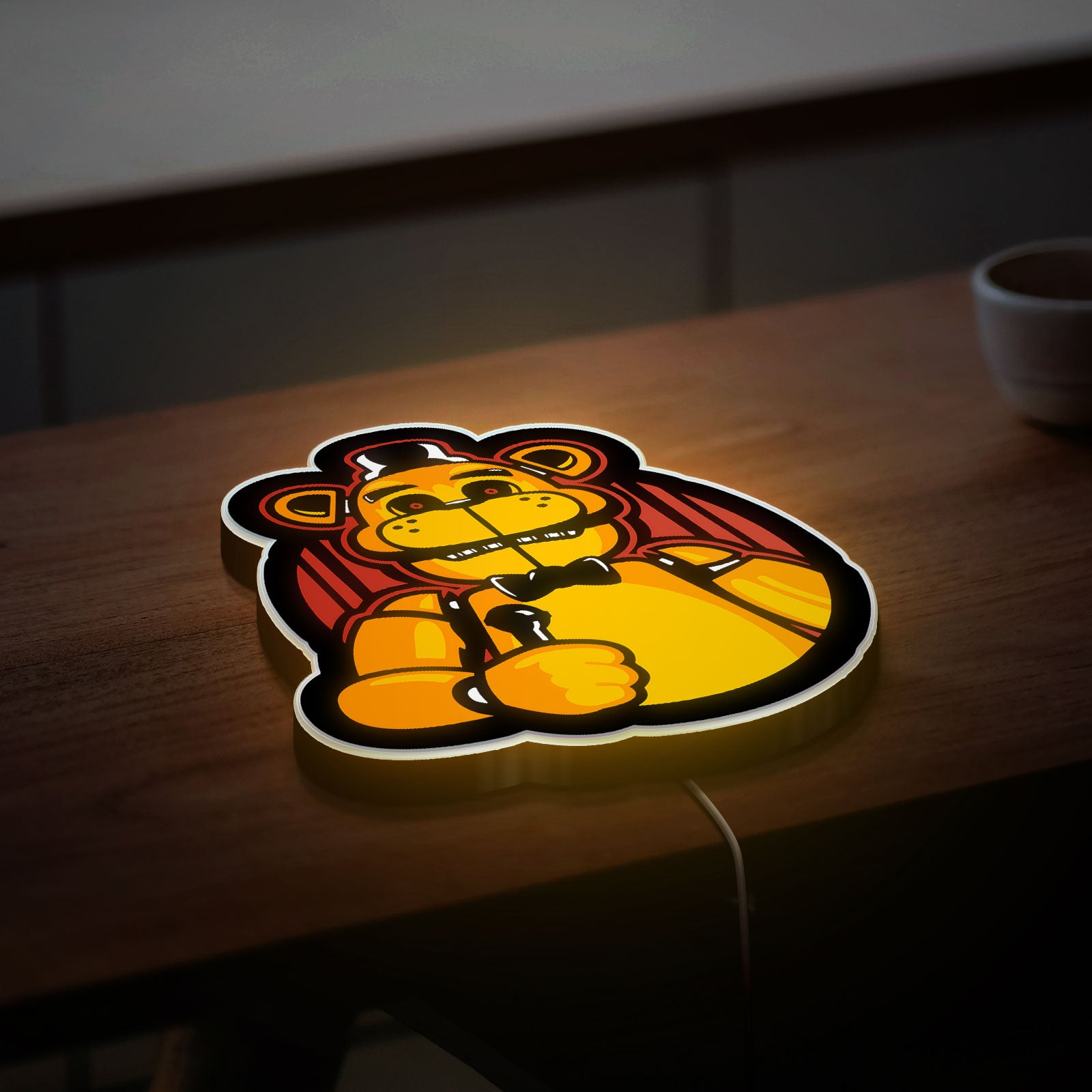 Golden Freddy 3D Light Box - FNAF Glow Decor, Five Nights at Freddy's LED Night Light, Horror Game Gift for Fans 