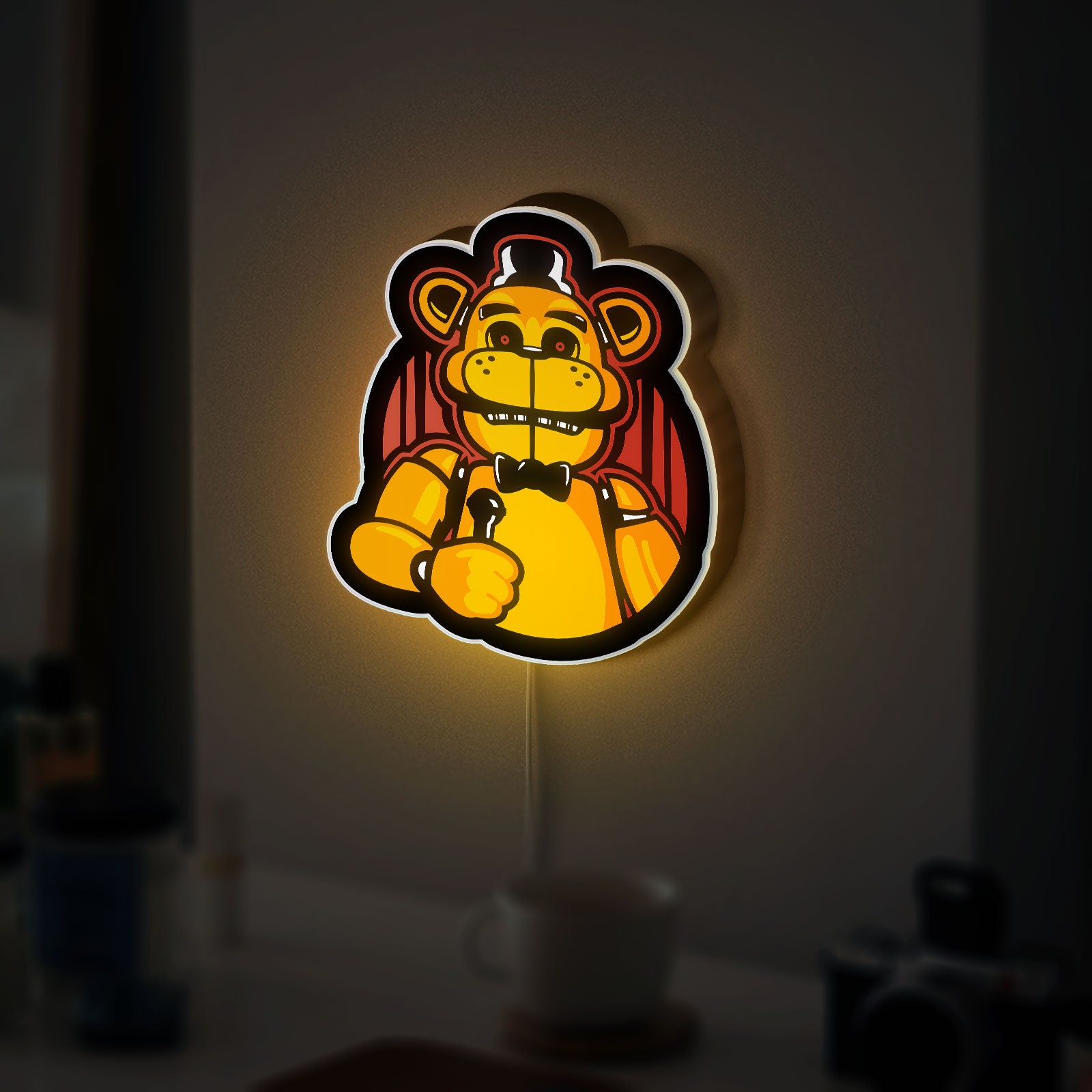 Golden Freddy 3D Light Box - FNAF Glow Decor, Five Nights at Freddy's LED Night Light, Horror Game Gift for Fans 