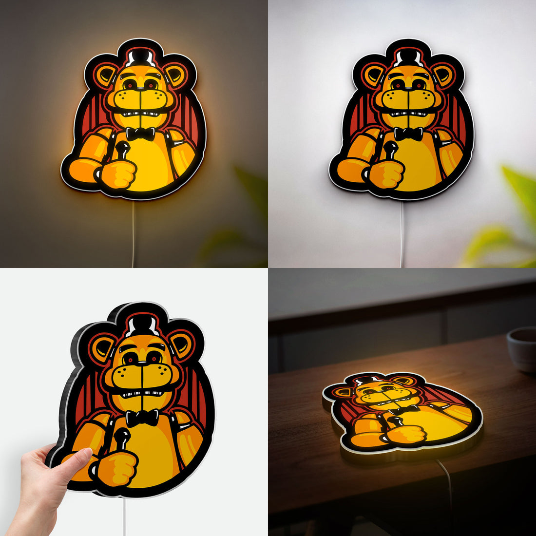 Golden Freddy 3D Light Box - FNAF Glow Decor, Five Nights at Freddy's LED Night Light, Horror Game Gift for Fans 