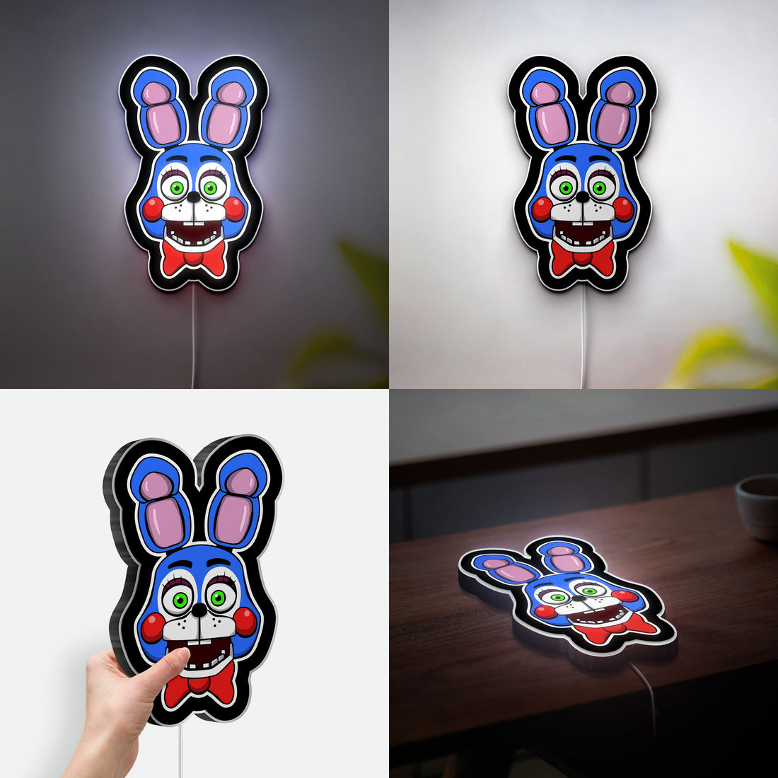 Toy Bonnie 3D Light Box - FNAF Character LED Night Light, Five Nights at Freddy's Decor for Gamers & Horror Fans 
