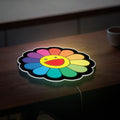 Takashi Murakami Inspired 3D Light Box - Rainbow Flower Art LED Night Light, Japanese Pop Art Decor for Contemporary Art Lovers
