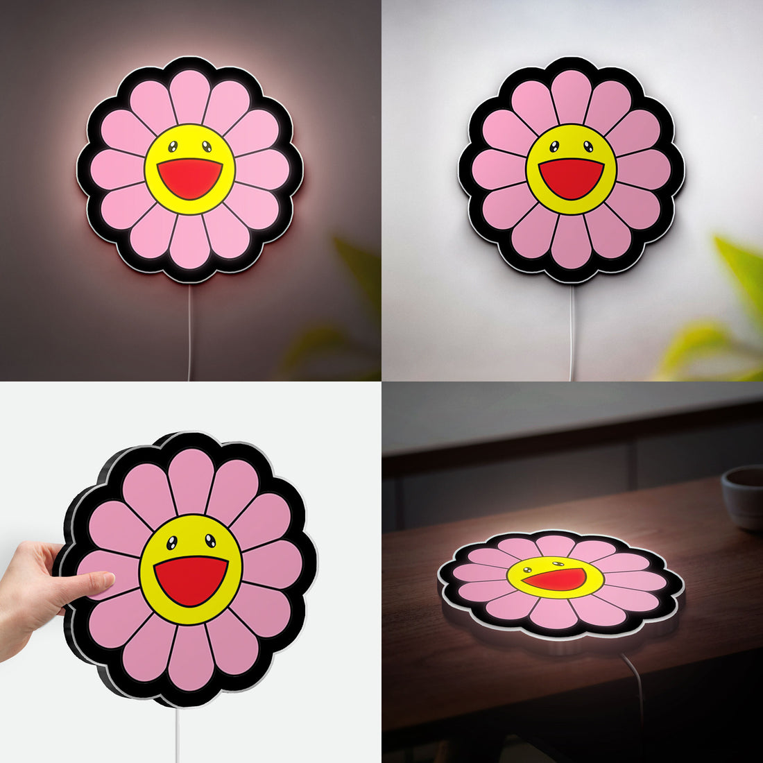 Takashi Murakami Inspired 3D Light Box - Colorful Flower LED Night Light, Japanese Pop Art Decor for Modern Home & Art Lovers 