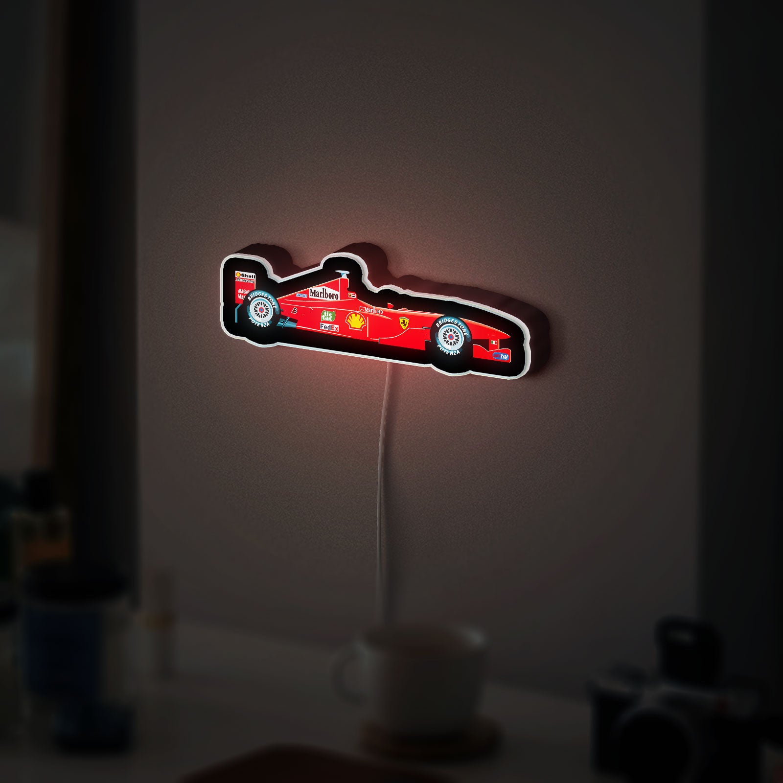 Ferrari F1 3D Light Box - Michael Schumacher Inspired Racing Car LED Night Light, Formula One Decor for Motorsport Fans 