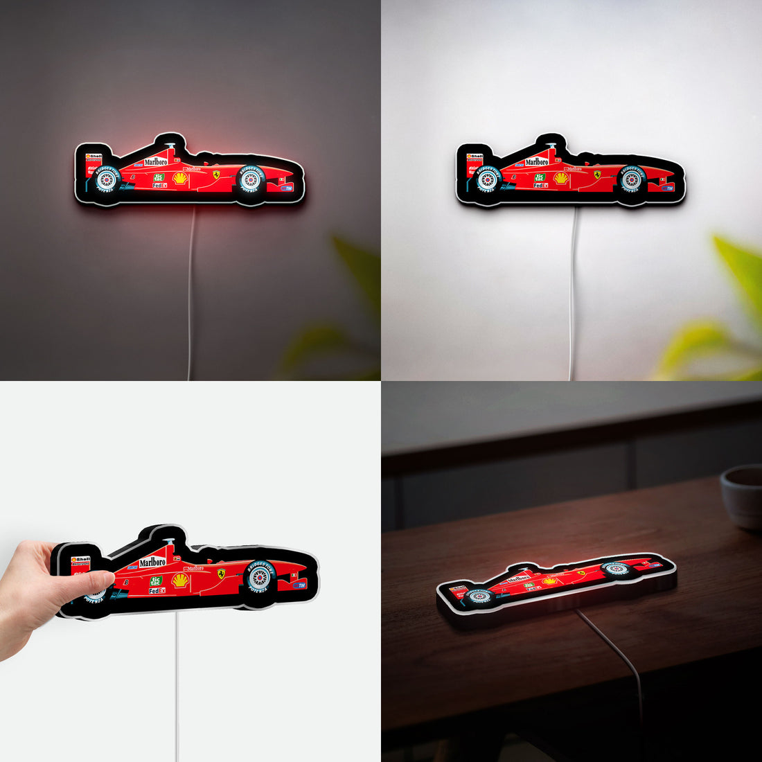 Ferrari F1 3D Light Box - Michael Schumacher Inspired Racing Car LED Night Light, Formula One Decor for Motorsport Fans 